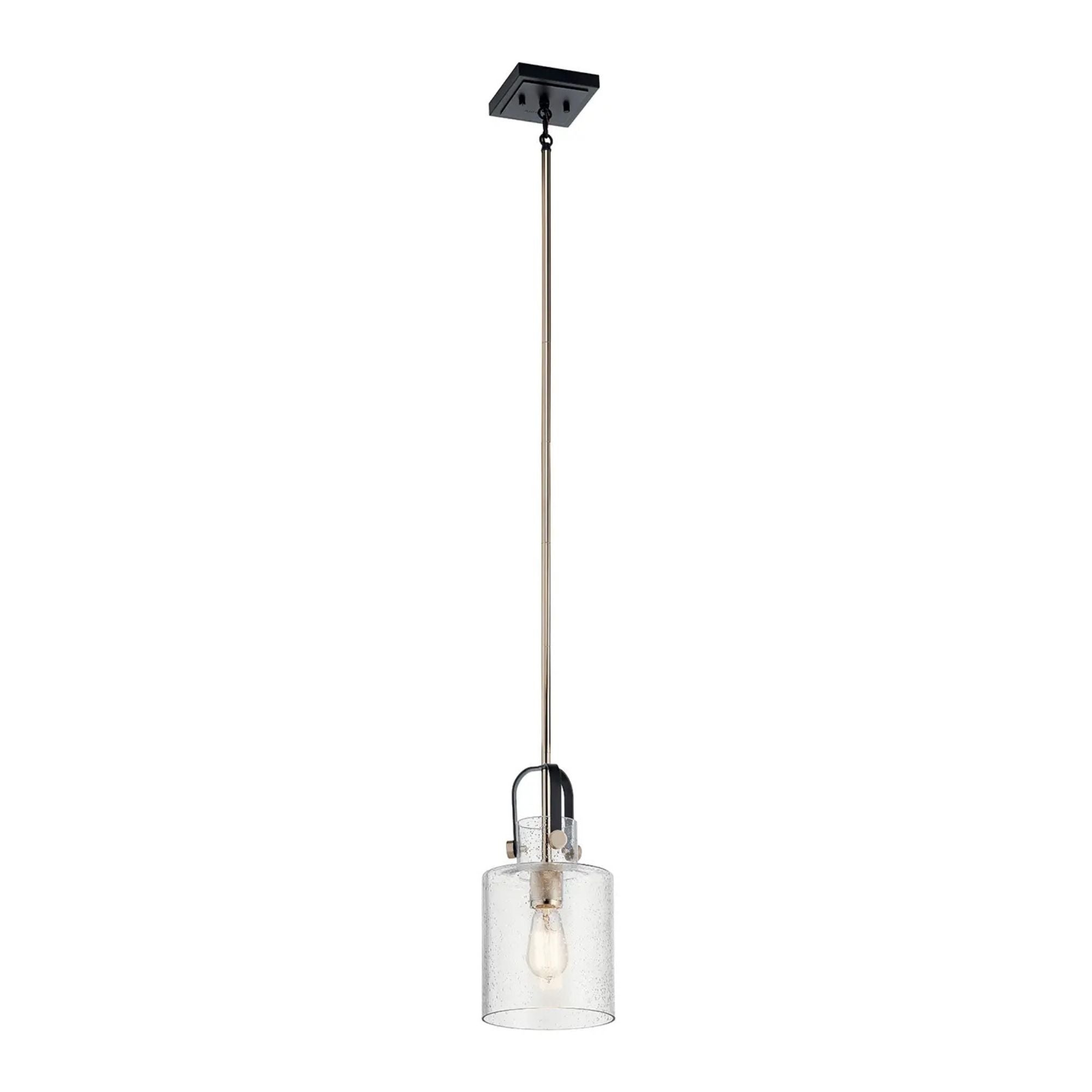 Kichler Kitner 14.75 in. 1-Light Pendant, Polished Nickel with Clear Seeded Glass
