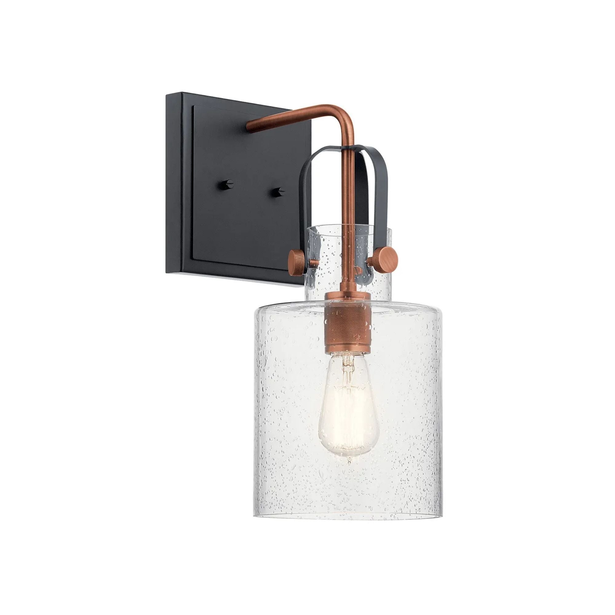 Kichler Kitner 16.75 in. Wall Sconce, Antique Copper with Clear Seeded Glass