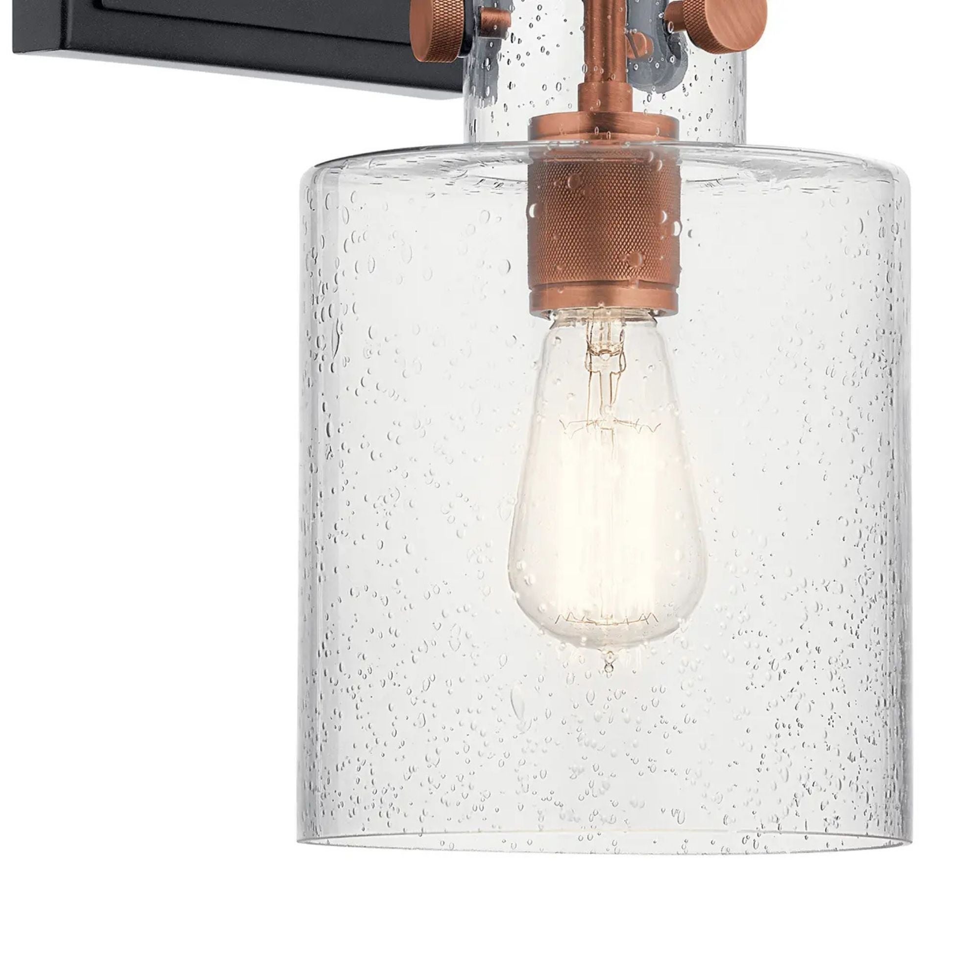 Kichler Kitner 16.75 in. Wall Sconce, Antique Copper with Clear Seeded Glass