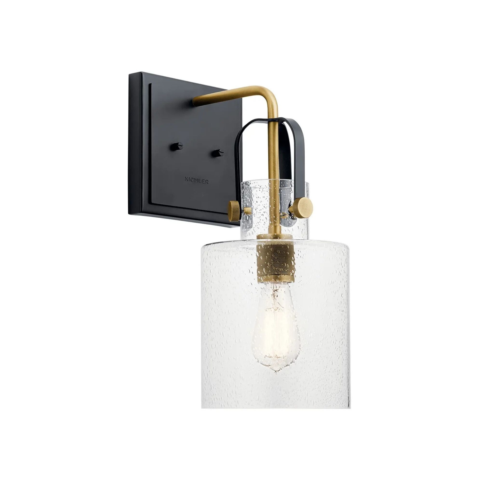 Kichler Kitner 16.75 in. Wall Sconce, Natural Brass with Clear Seeded Glass