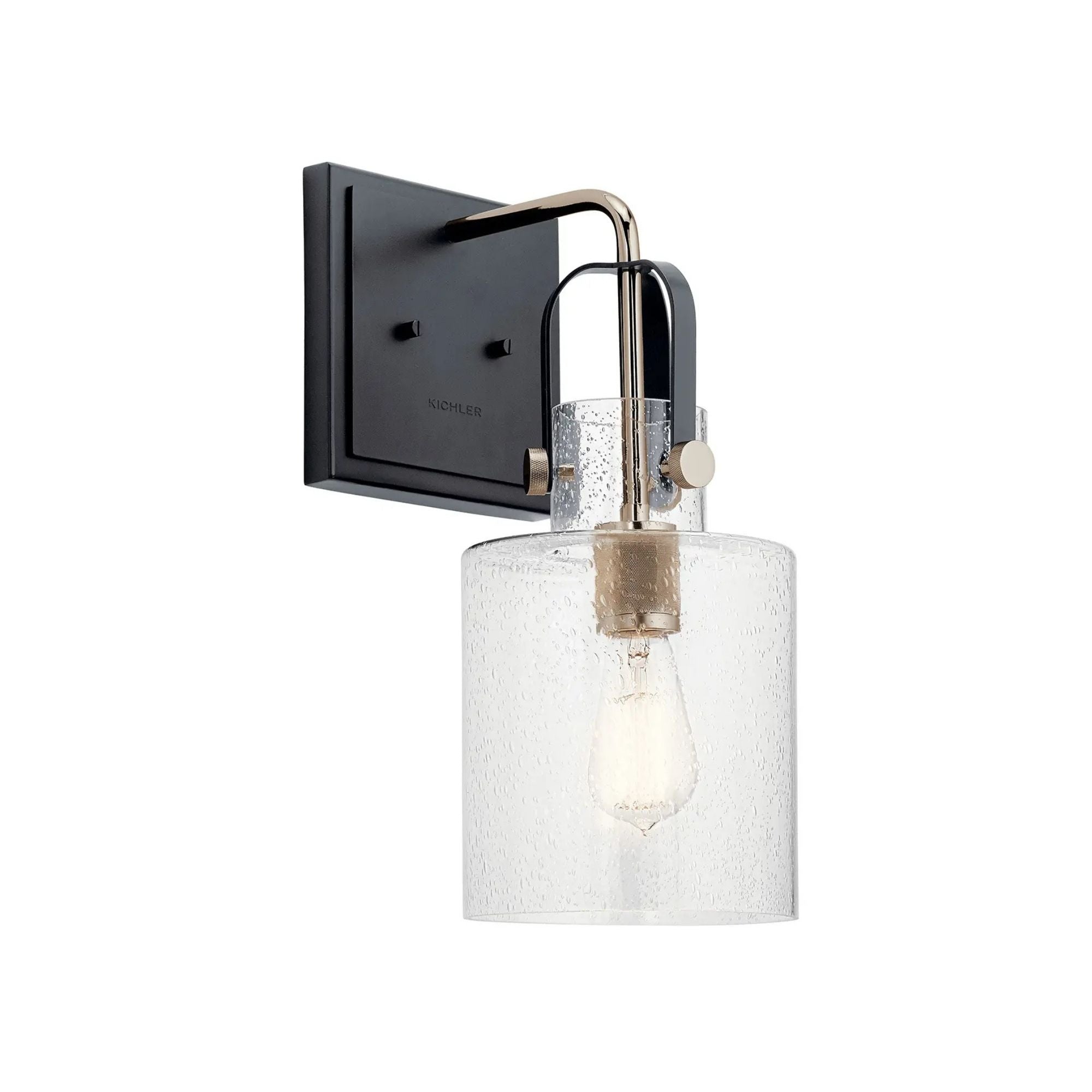 Kichler Kitner 16.75 in. Wall Sconce, Polished Nickel with Clear Seeded Glass