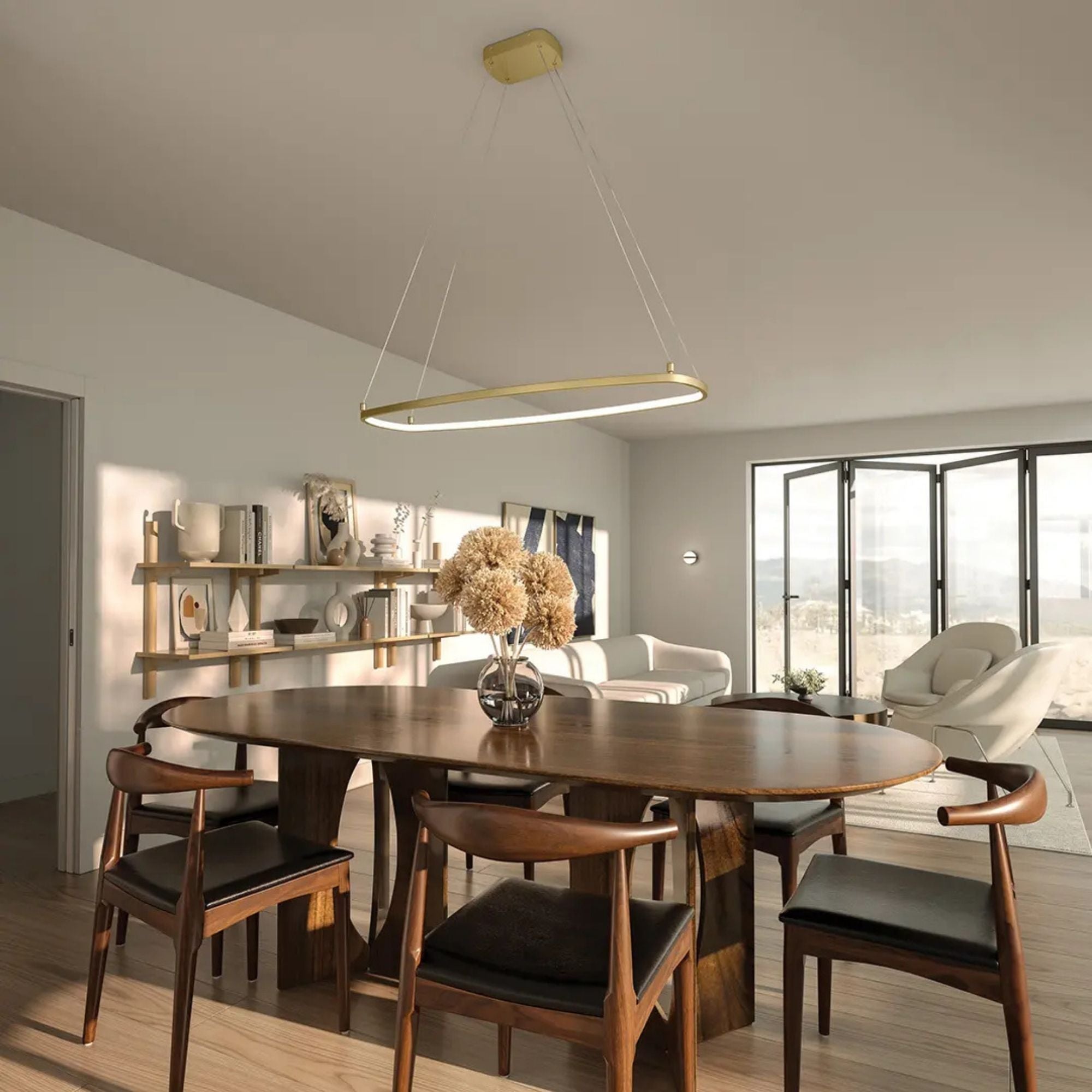 Kichler Koloa 41 in. LED Linear Chandelier, Champagne Gold