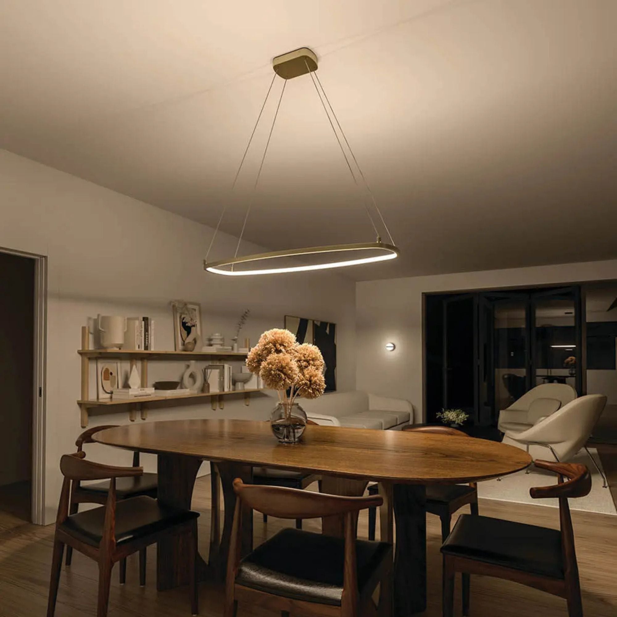 Kichler Koloa 41 in. LED Linear Chandelier, Champagne Gold