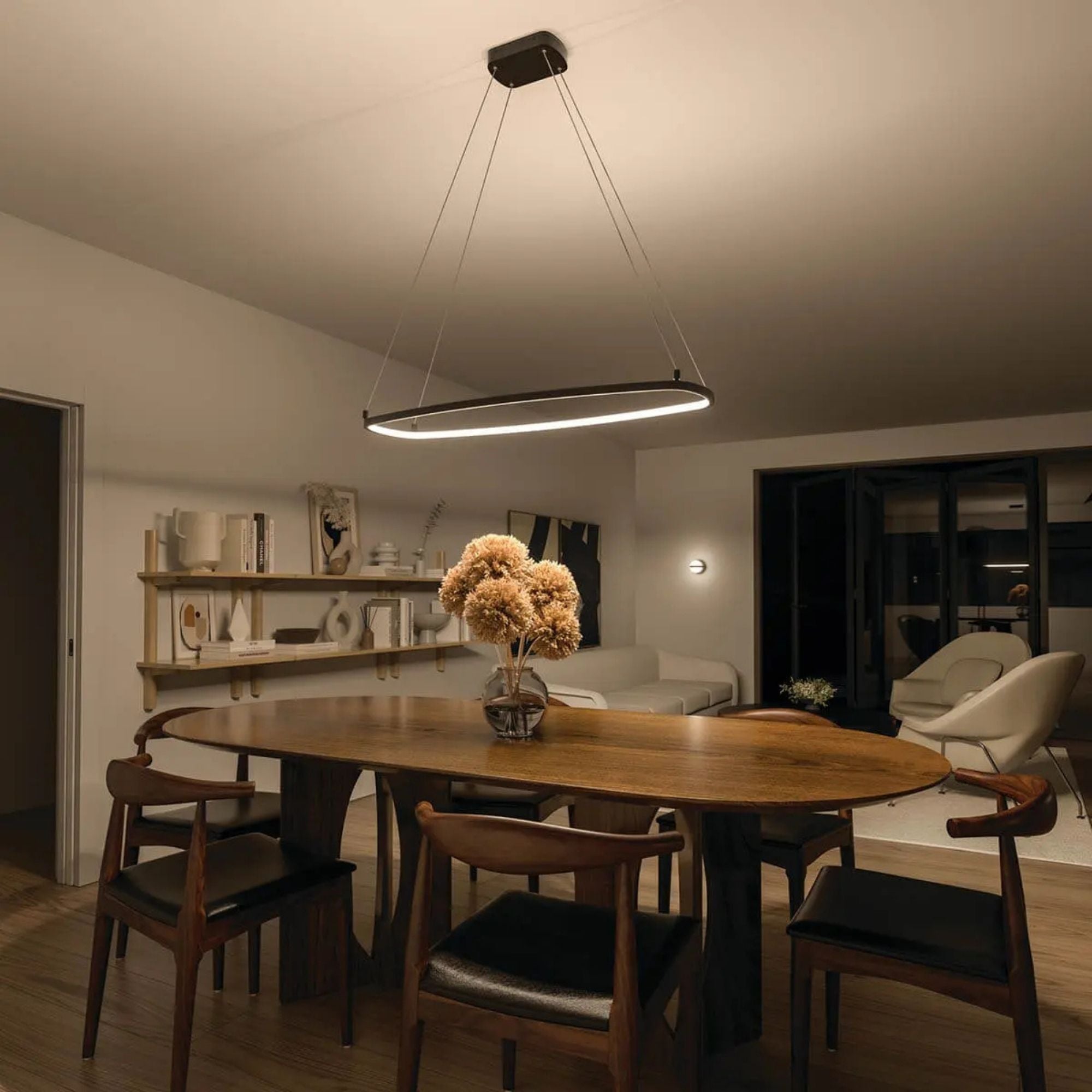 Kichler Koloa 41 in. LED Linear Chandelier, Matte Black