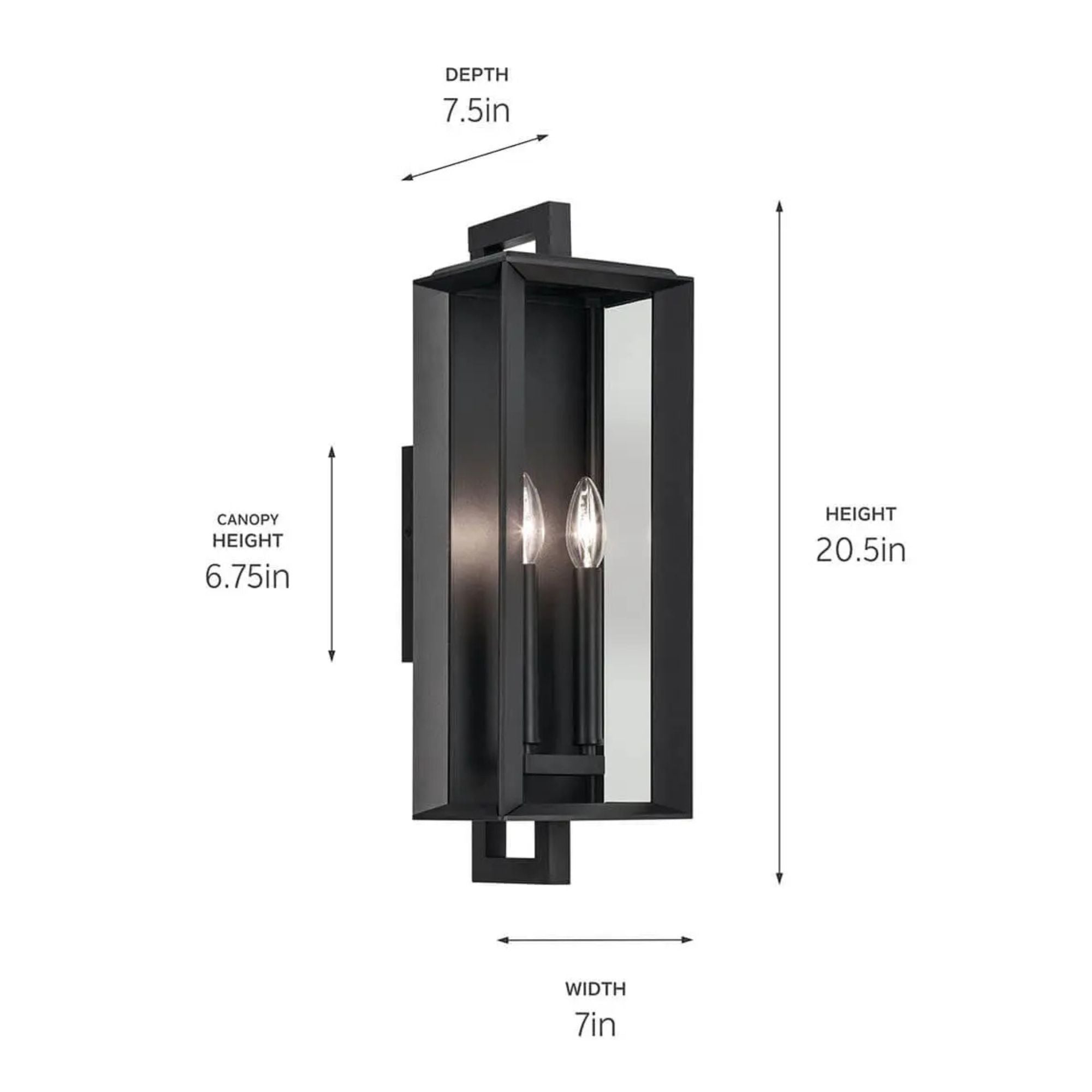 Kroft 21" 2-Light Outdoor Wall Light, Textured Black Finish