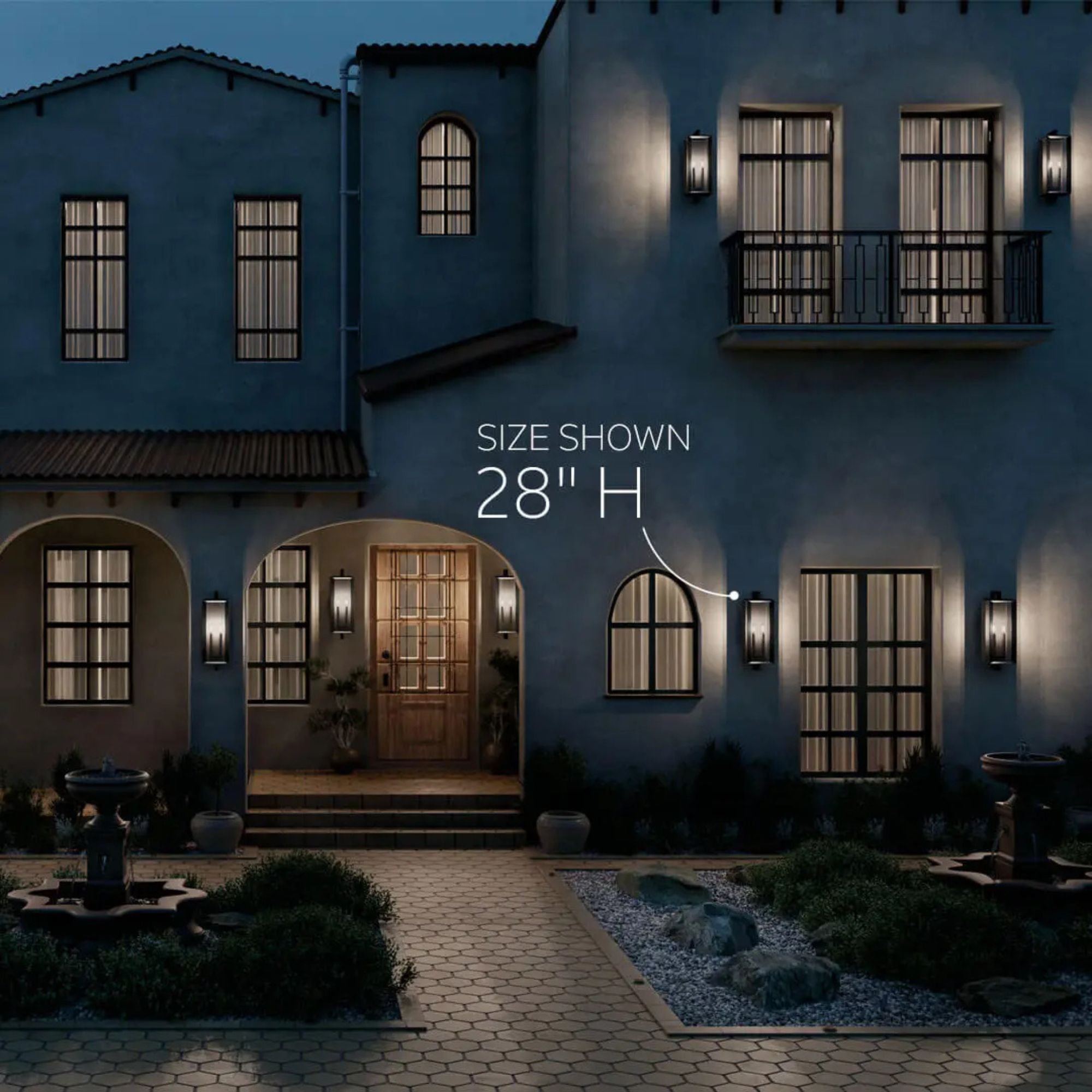 Kroft 24" 2-Light Outdoor Wall Light, Textured Black Finish