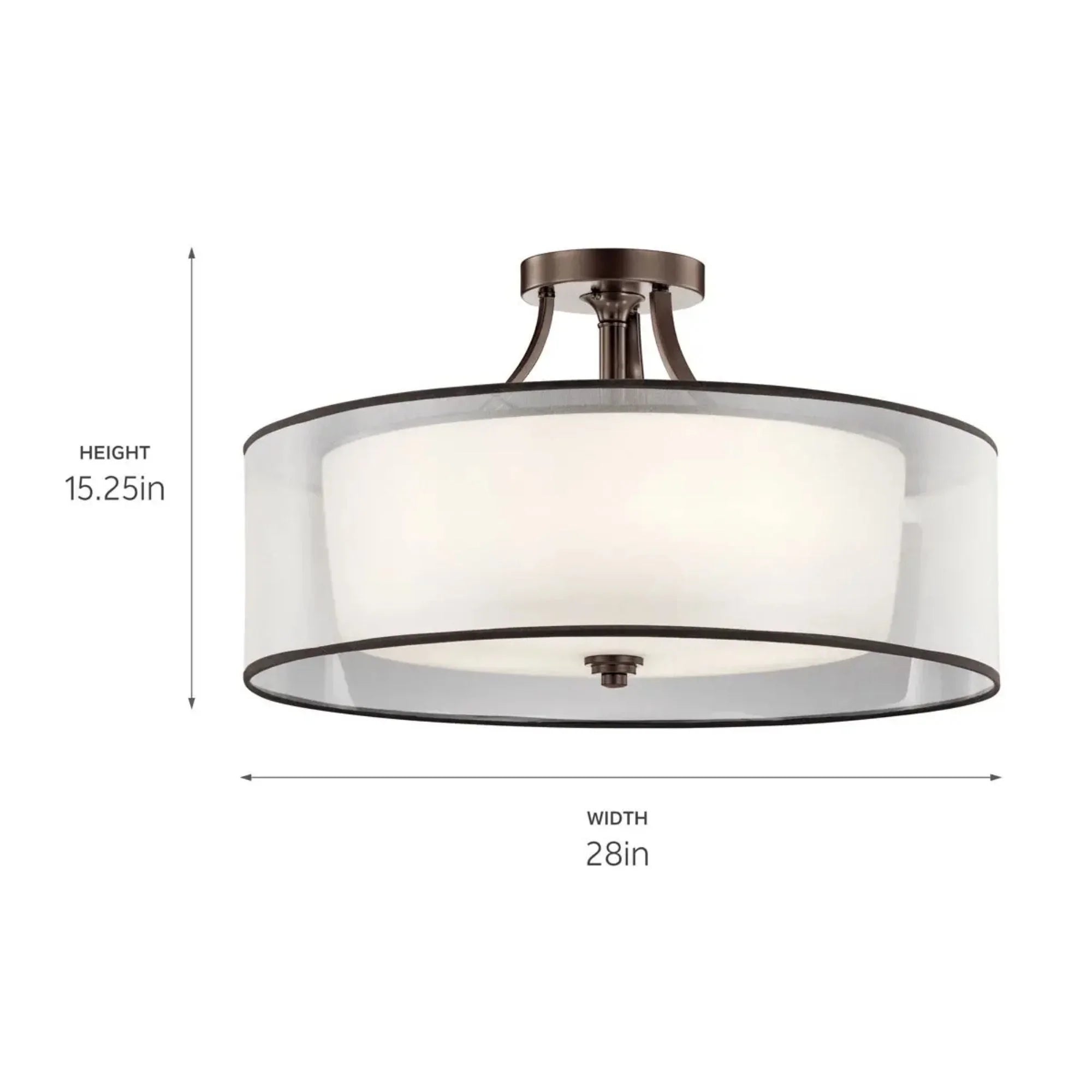Lacey 28" 5-Light Semi-Flush Mount, Mission Bronze Finish