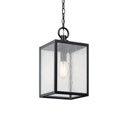 Kichler Lahden 17.25 in. Outdoor Hanging Light, Textured Black with Clear Seeded Glass