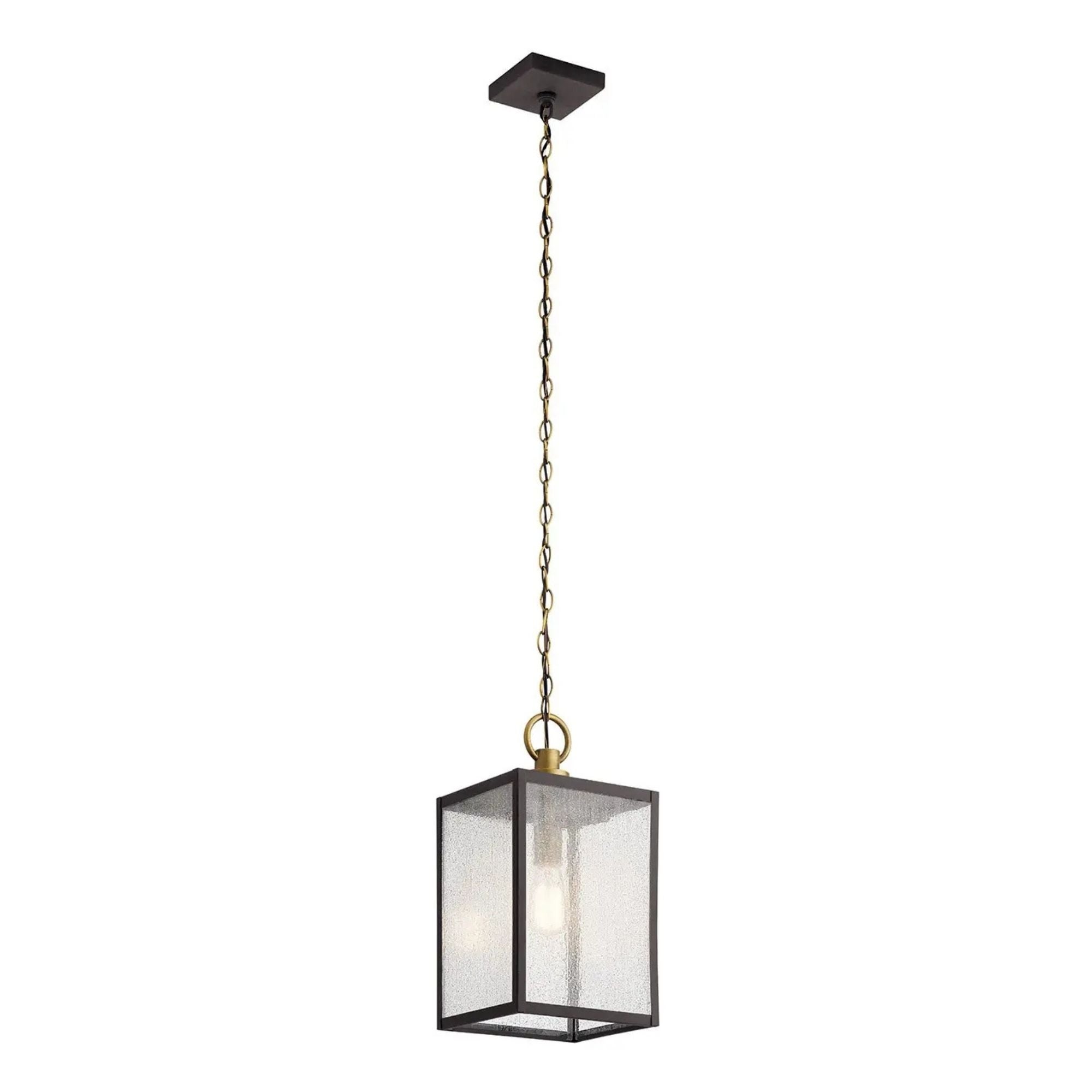 Kichler Lahden 17.25 in. Outdoor Hanging Light, Weathered Zinc with Clear Seeded Glass