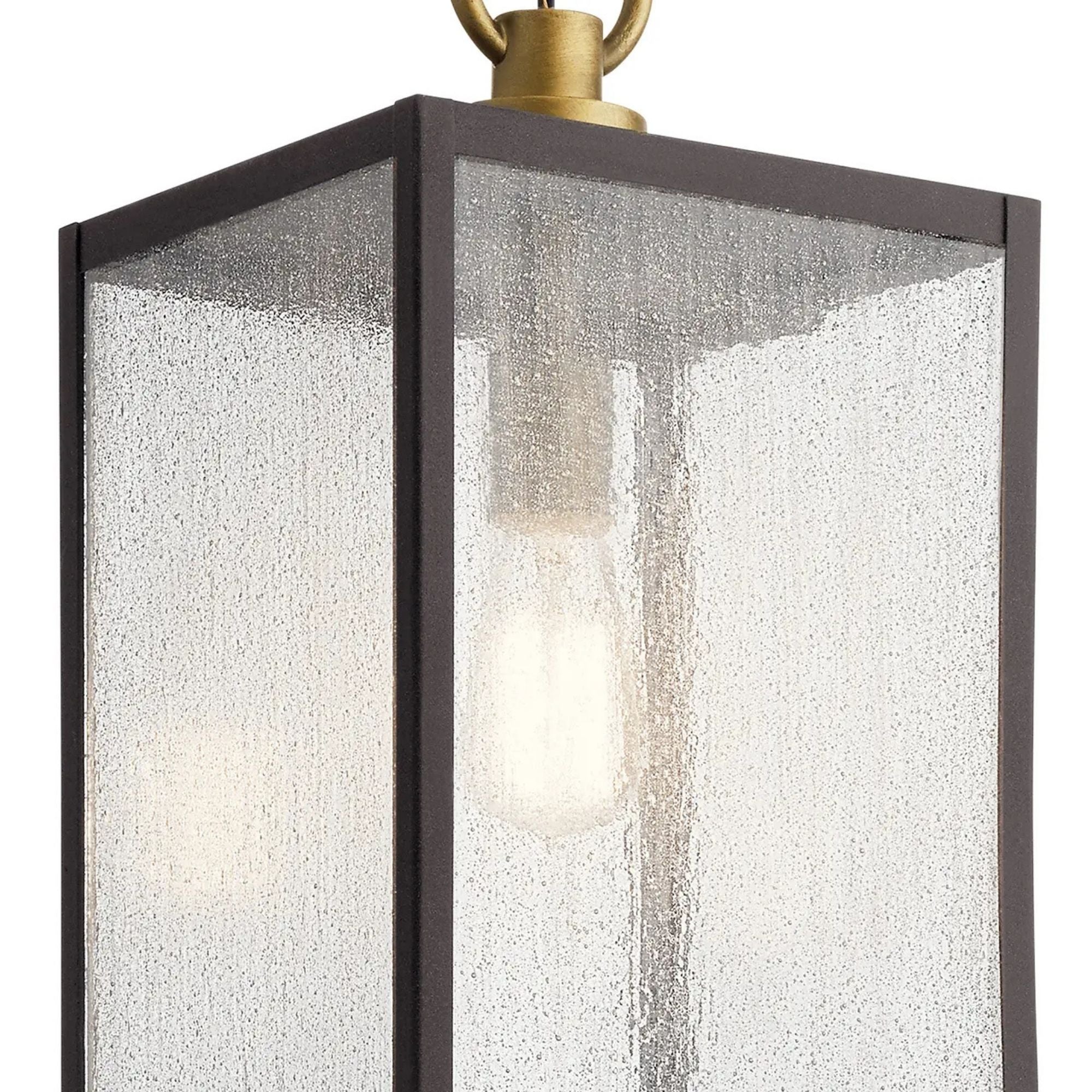 Kichler Lahden 17.25 in. Outdoor Hanging Light, Weathered Zinc with Clear Seeded Glass