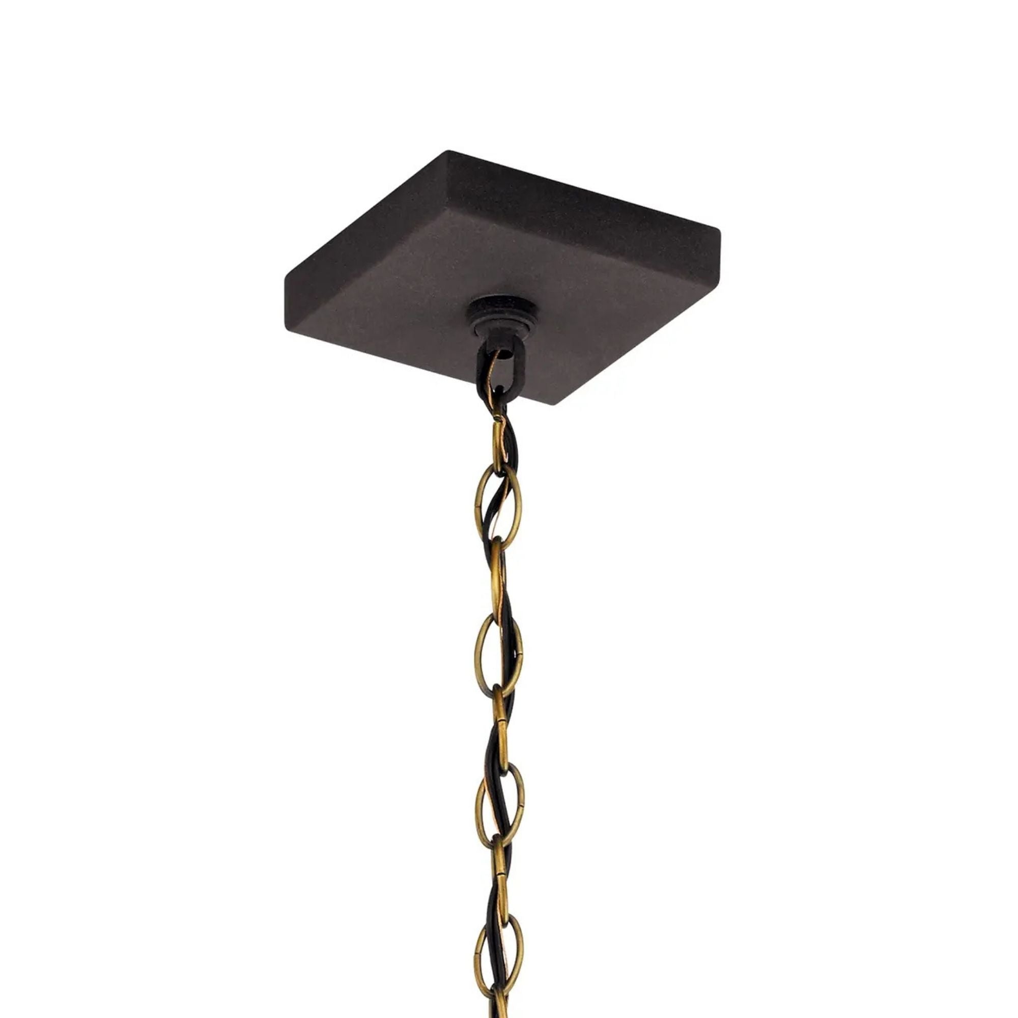 Kichler Lahden 17.25 in. Outdoor Hanging Light, Weathered Zinc with Clear Seeded Glass