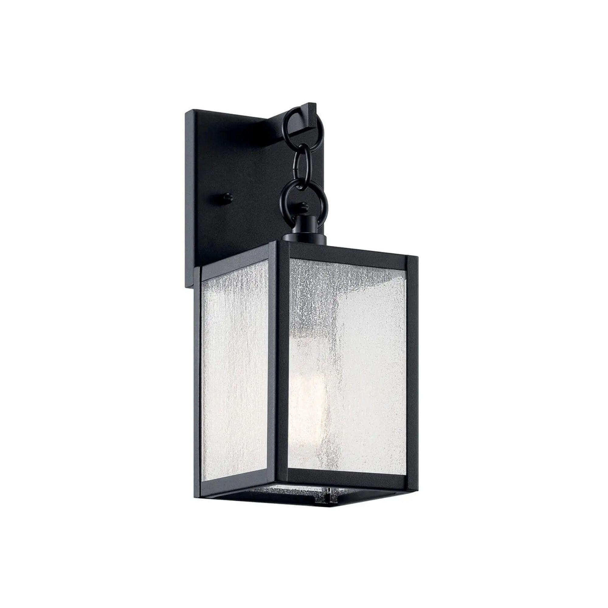 Kichler Lahden 12.25 in. Outdoor Sconce, Black with Clear Seeded Glass