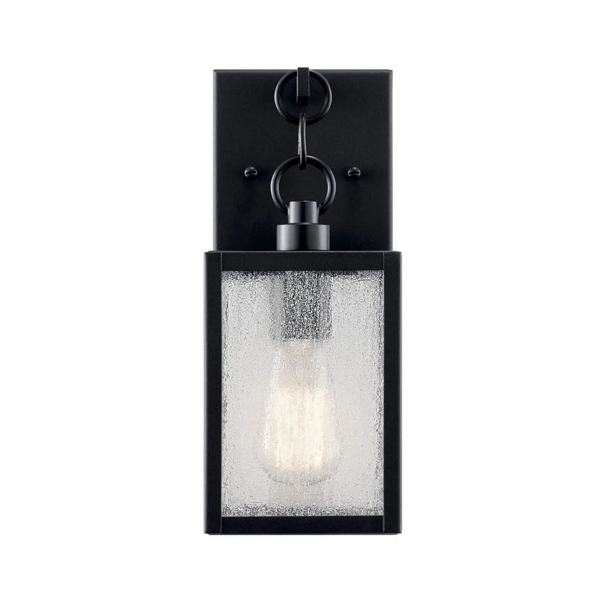 Kichler Lahden 12.25 in. Outdoor Sconce, Black with Clear Seeded Glass