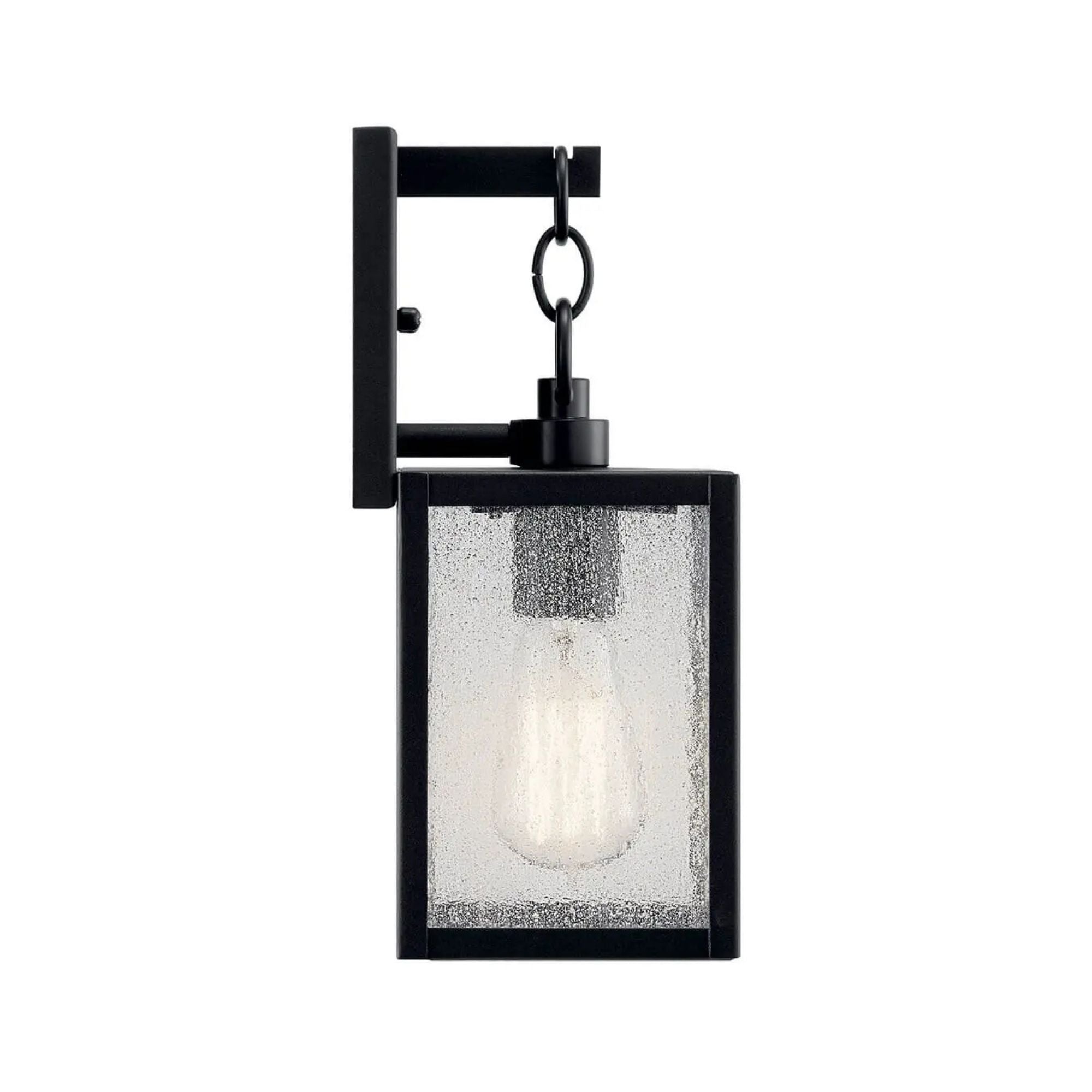 Kichler Lahden 12.25 in. Outdoor Sconce, Black with Clear Seeded Glass