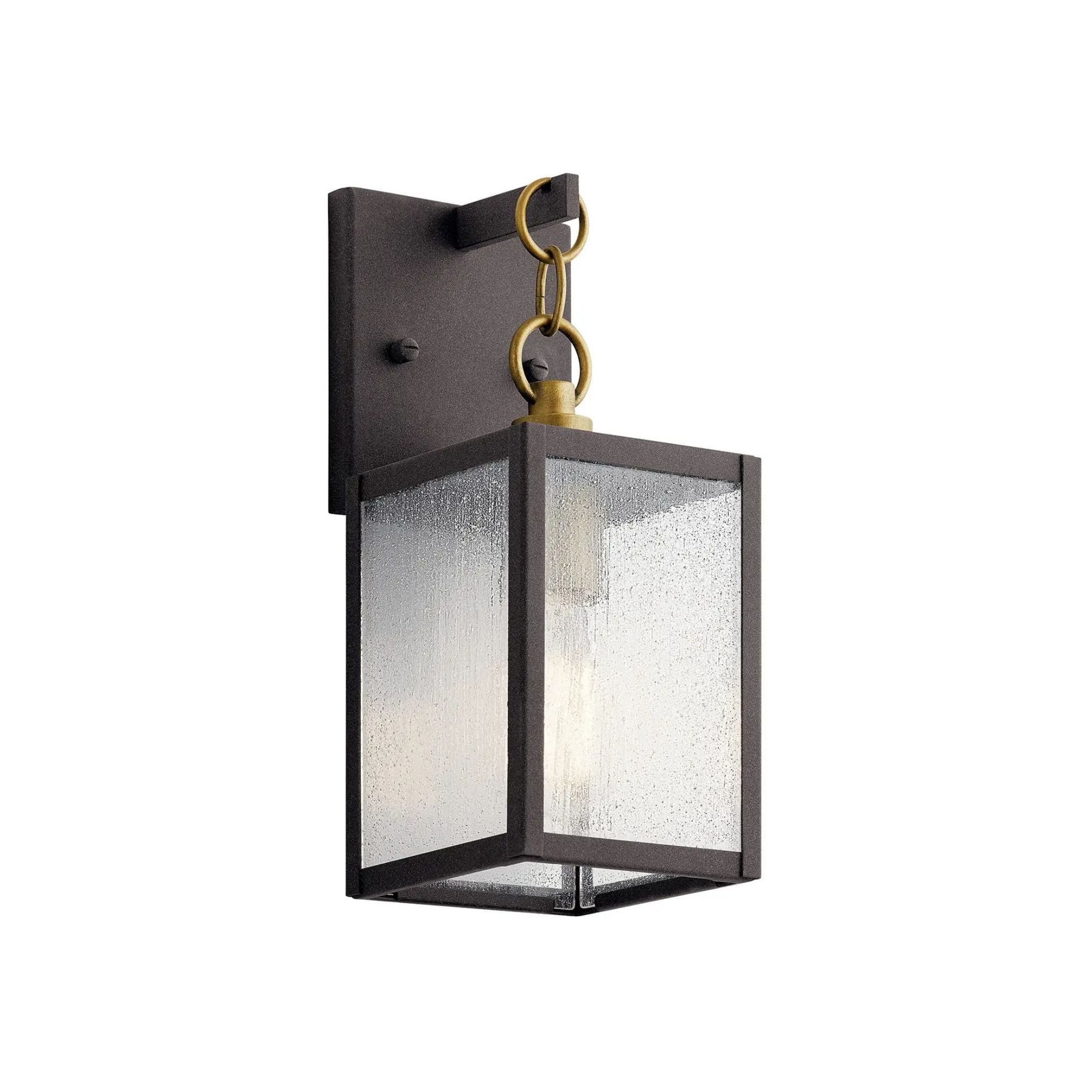 Kichler Lahden 12 in. Outdoor Sconce, Weathered Zinc with Clear Seeded Glass
