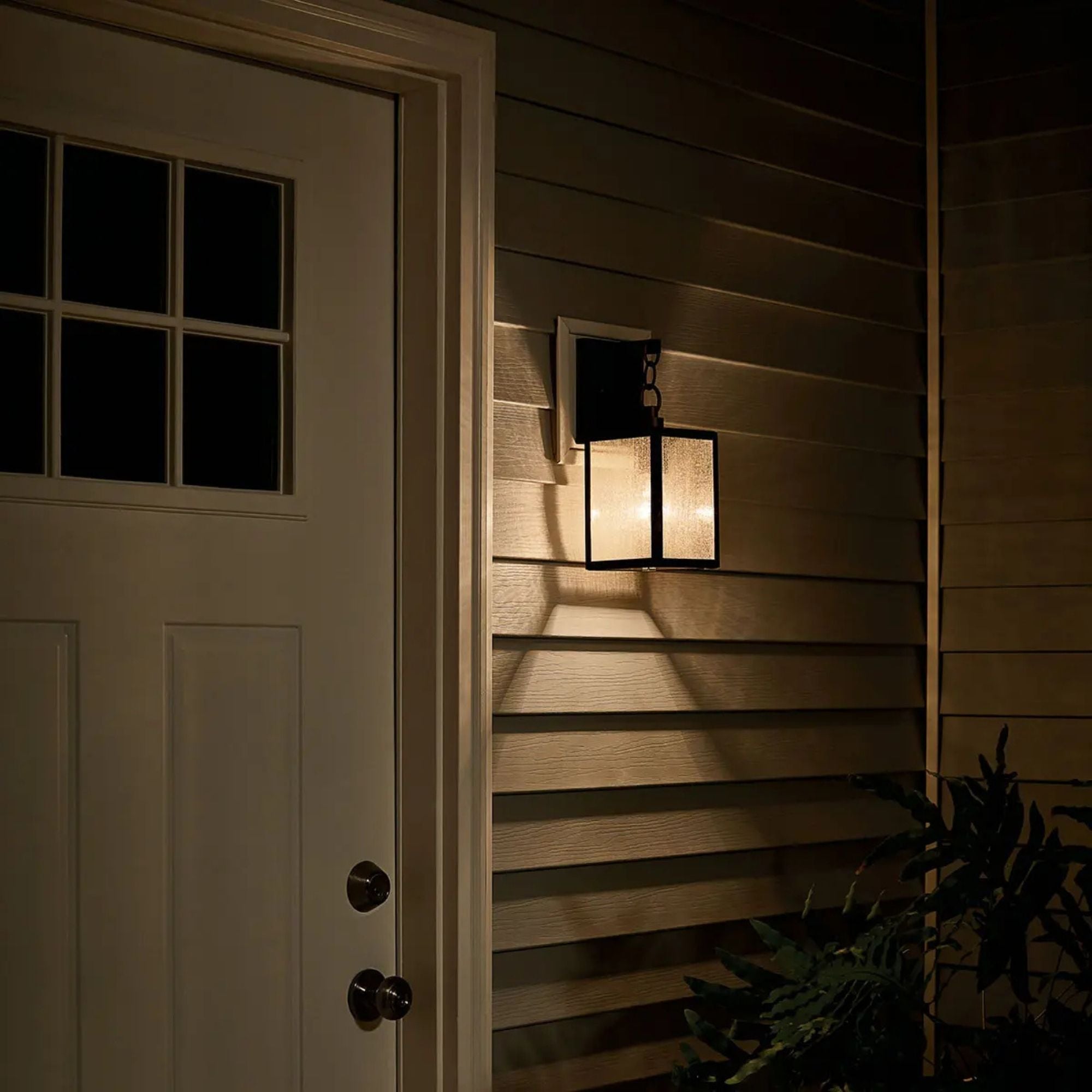 Kichler Lahden 12 in. Outdoor Sconce, Weathered Zinc with Clear Seeded Glass