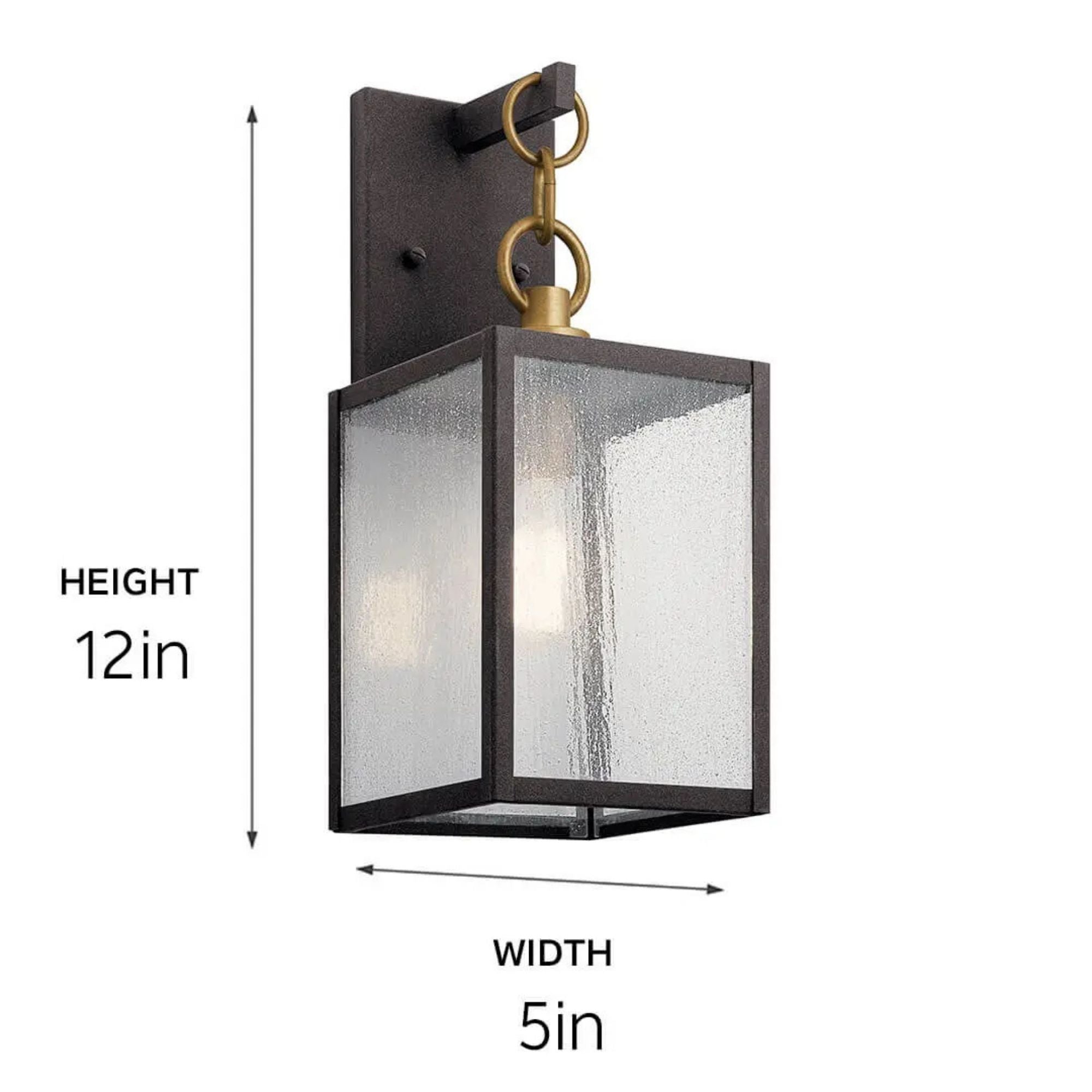 Kichler Lahden 12 in. Outdoor Sconce, Weathered Zinc with Clear Seeded Glass