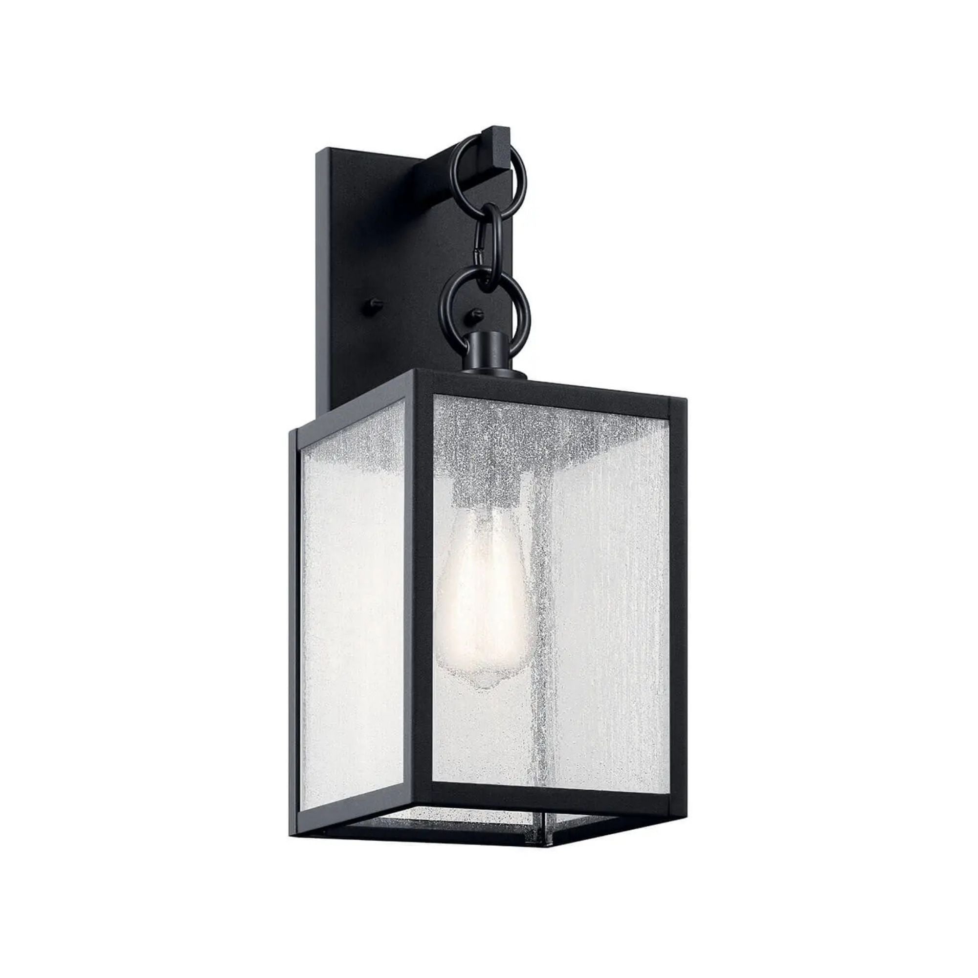 Kichler Lahden 17 in. Outdoor Sconce, Textured Black with Clear Seeded Glass