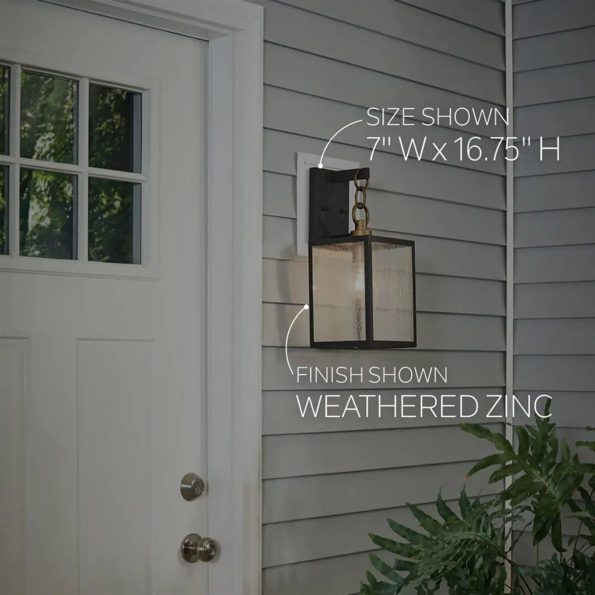 Kichler Lahden 17 in. Outdoor Sconce, Textured Black with Clear Seeded Glass
