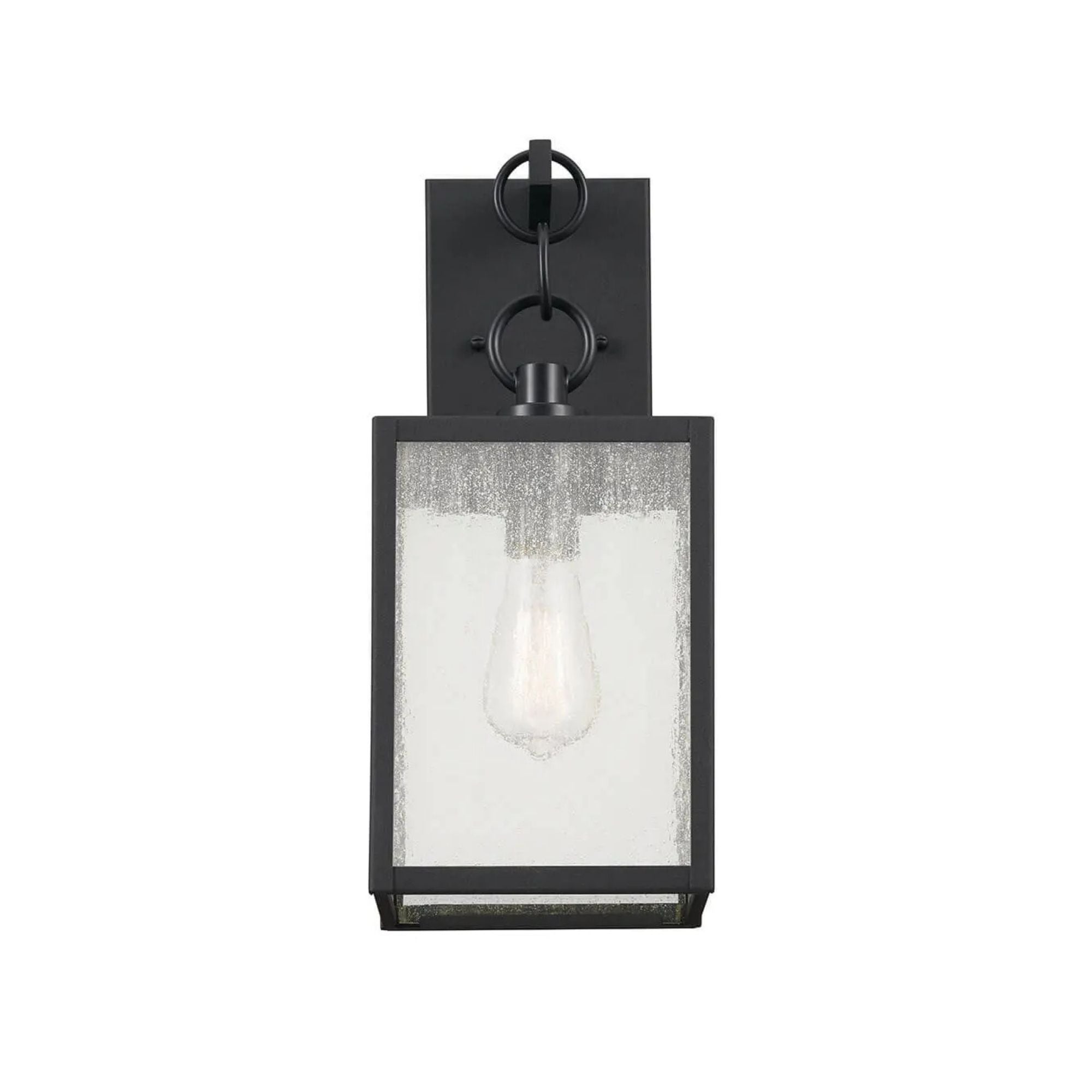 Kichler Lahden 17 in. Outdoor Sconce, Textured Black with Clear Seeded Glass