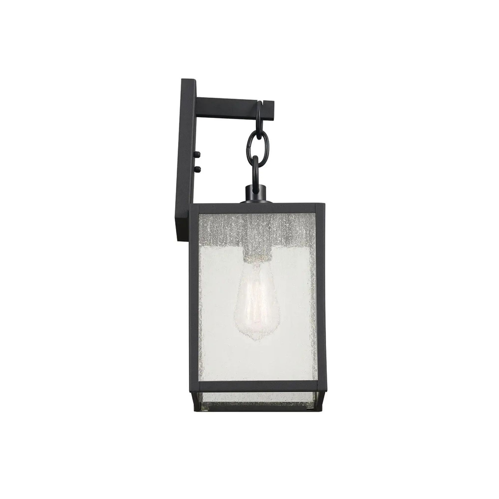 Kichler Lahden 17 in. Outdoor Sconce, Textured Black with Clear Seeded Glass