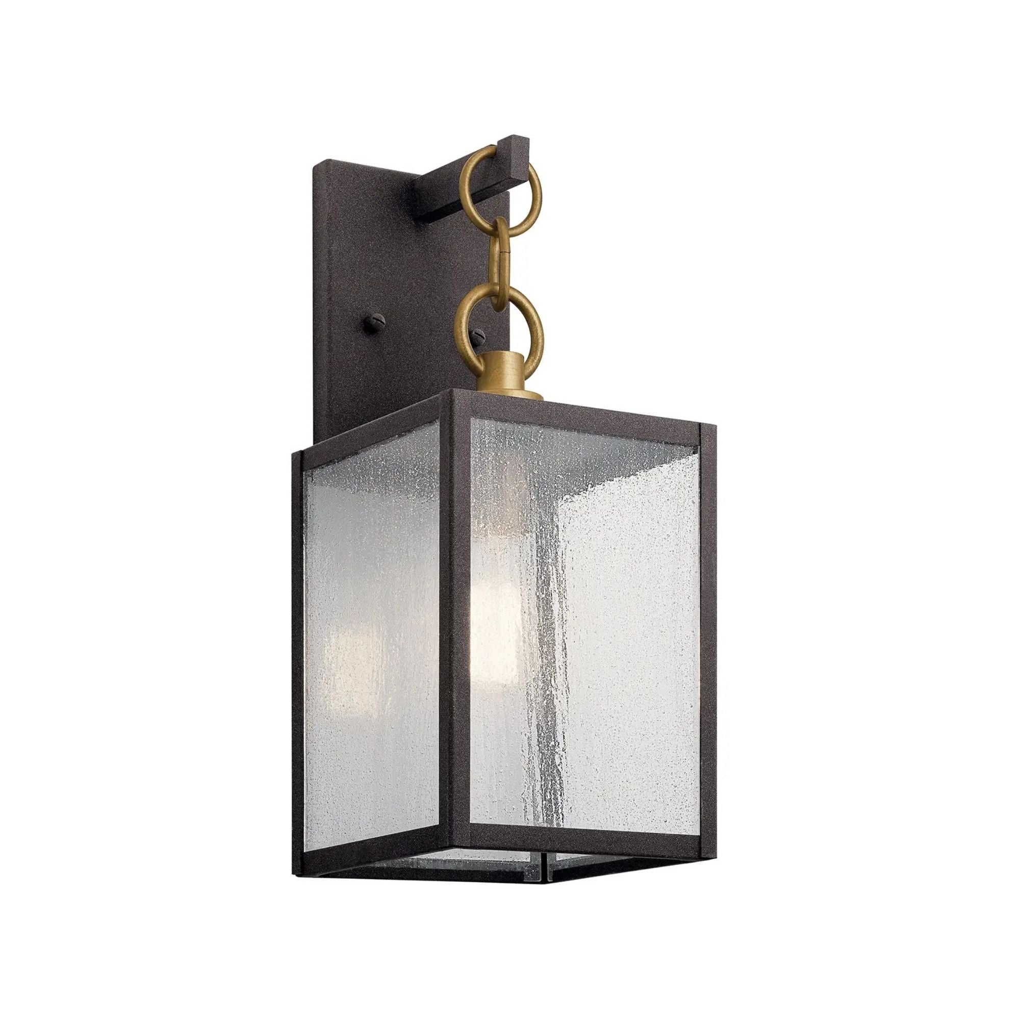 Kichler Lahden 16.75 in. Outdoor Sconce, Weathered Zinc with Clear Seeded Glass