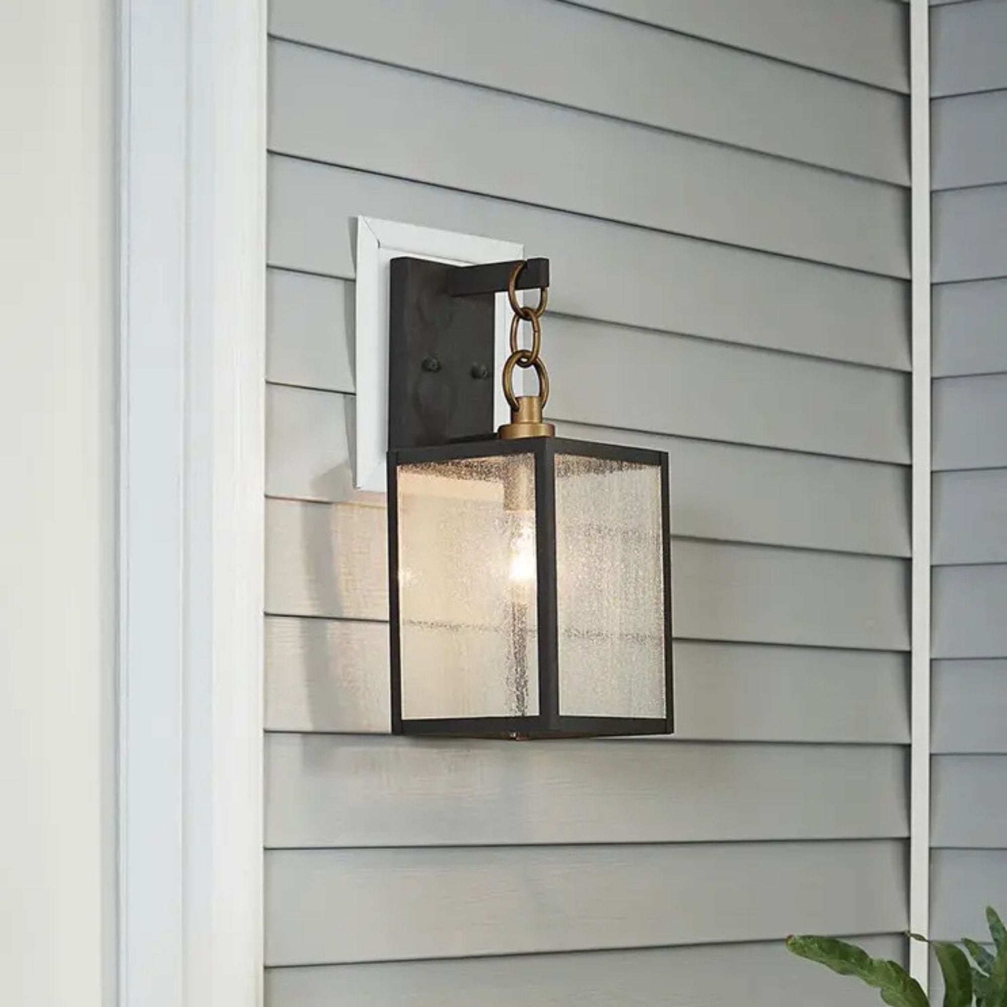 Kichler Lahden 16.75 in. Outdoor Sconce, Weathered Zinc with Clear Seeded Glass