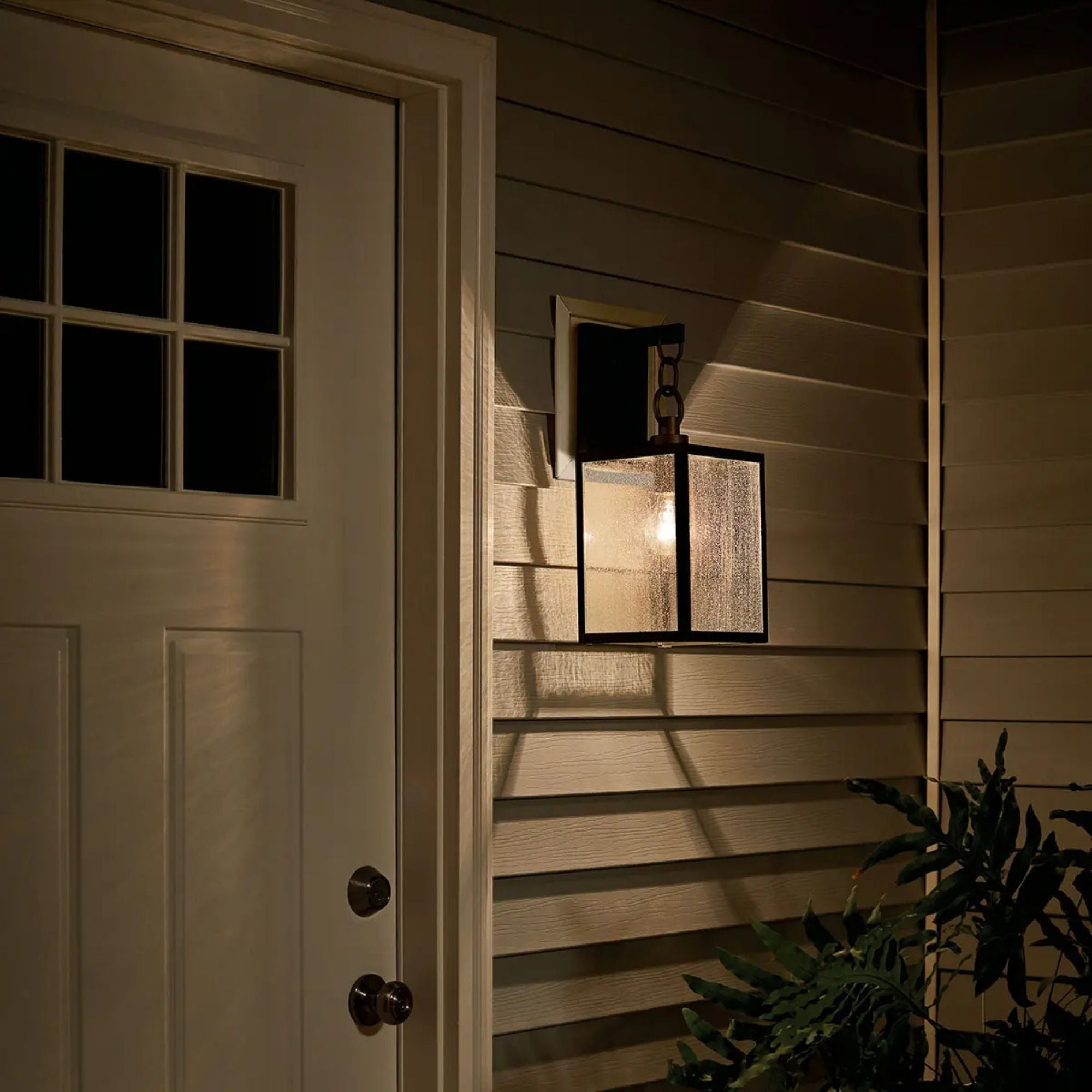 Kichler Lahden 16.75 in. Outdoor Sconce, Weathered Zinc with Clear Seeded Glass