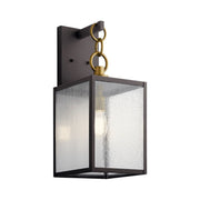 Kichler Lahden 21.75 in. Outdoor Wall Sconce, Weathered Zinc with Clear Seeded Glass