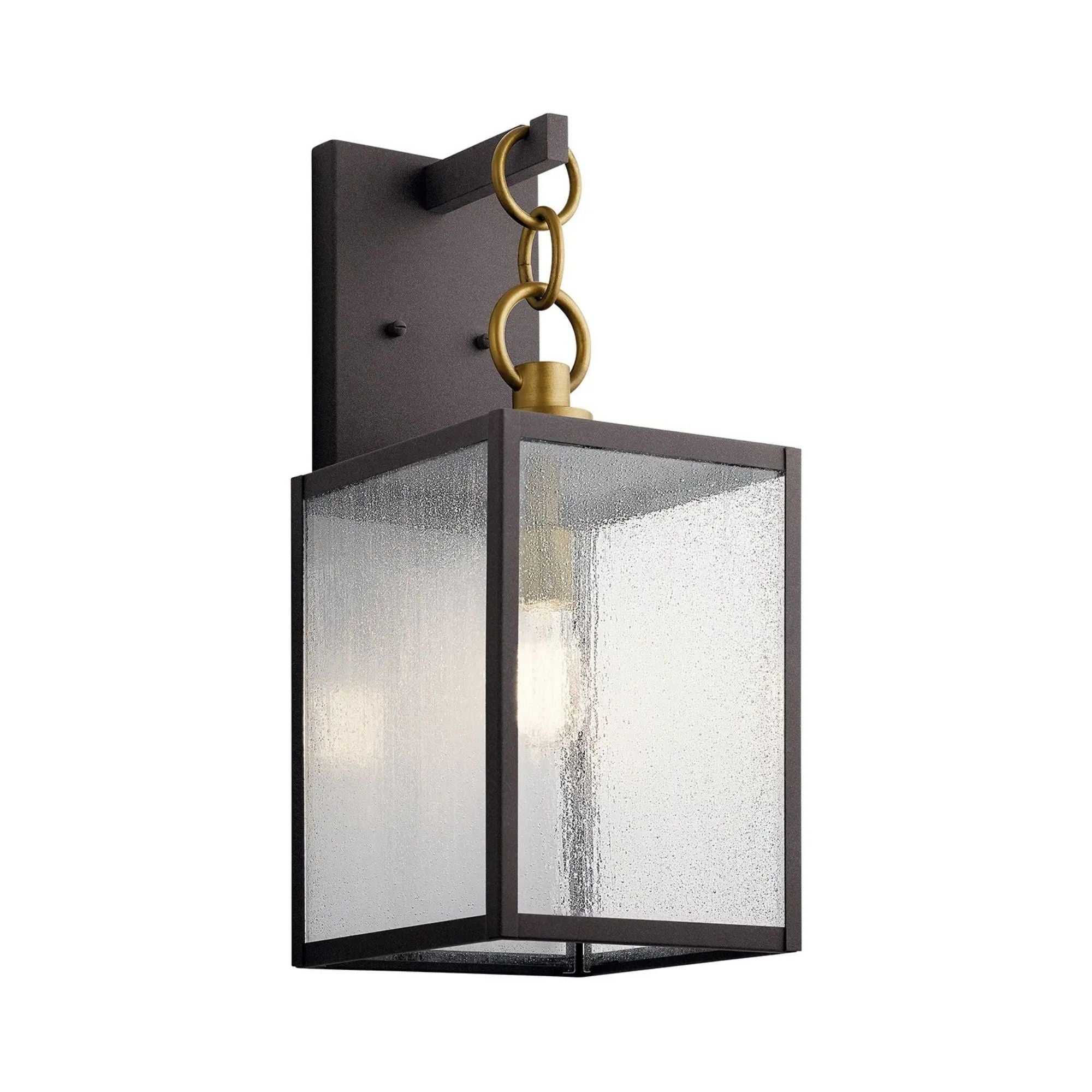 Kichler Lahden 21.75 in. Outdoor Wall Sconce, Weathered Zinc with Clear Seeded Glass