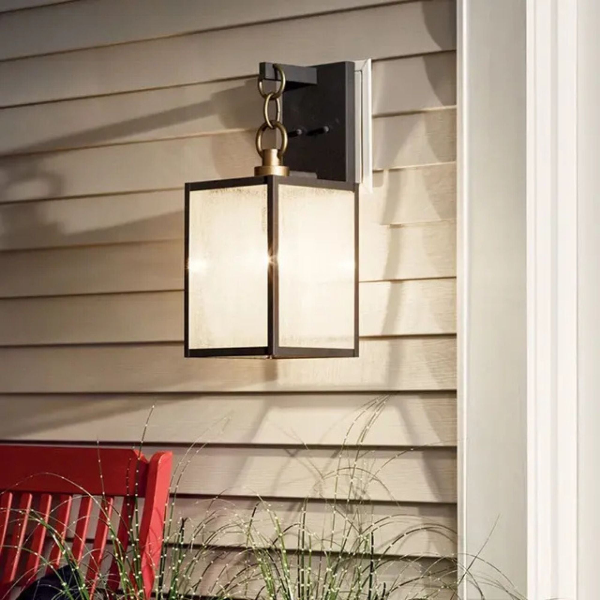 Kichler Lahden 21.75 in. Outdoor Wall Sconce, Weathered Zinc with Clear Seeded Glass