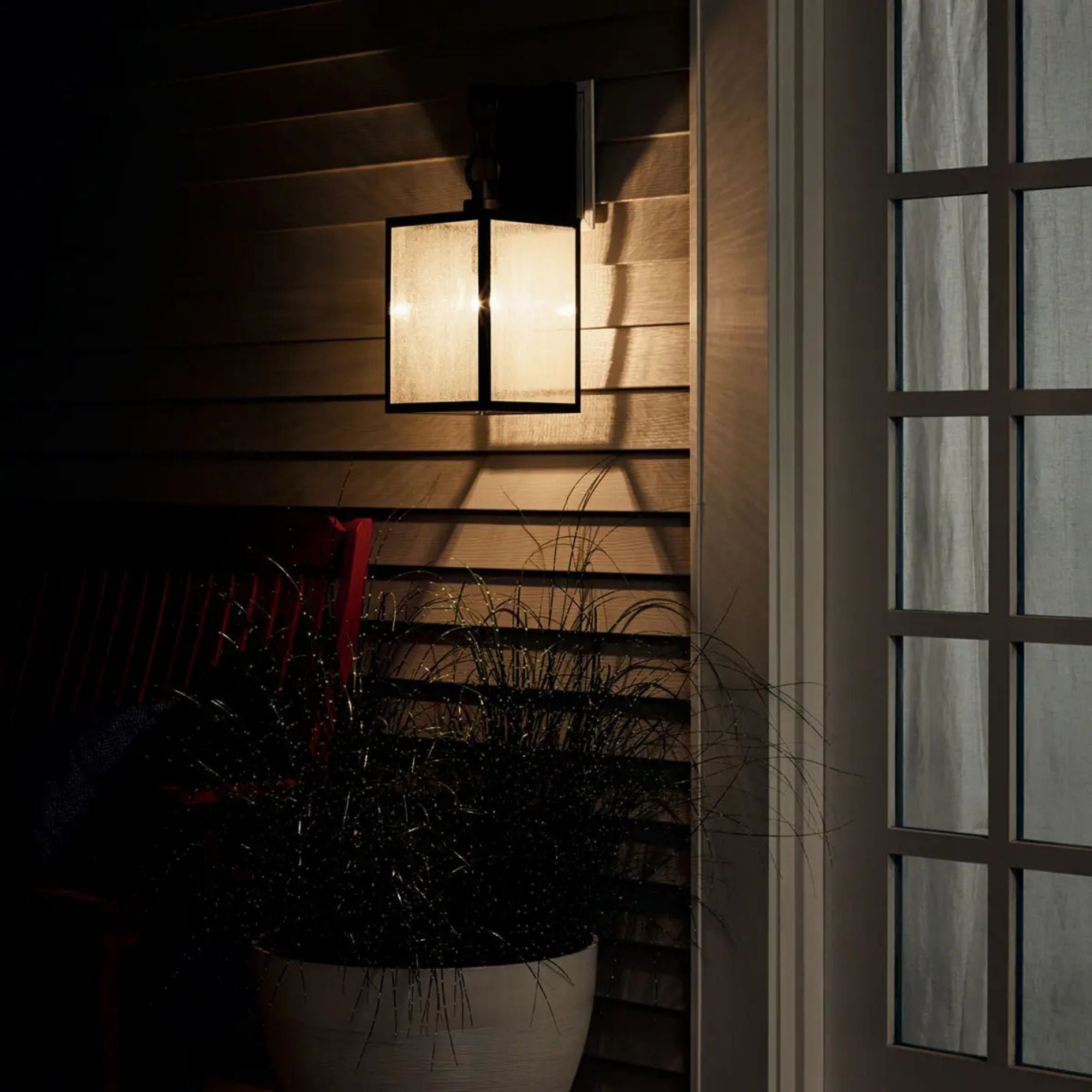 Kichler Lahden 21.75 in. Outdoor Wall Sconce, Weathered Zinc with Clear Seeded Glass