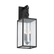 Kichler Lahden 26 in. 3-Light Outdoor Wall Sconce, Textured Black with Seeded Glass