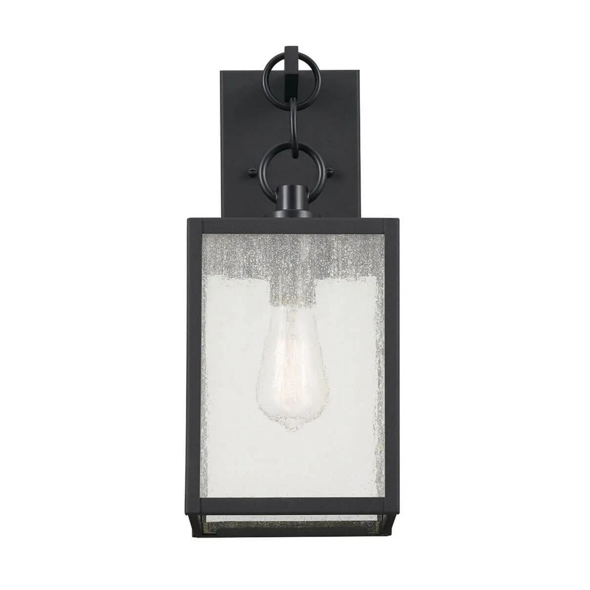 Kichler Lahden 26 in. 3-Light Outdoor Wall Sconce, Textured Black with Seeded Glass