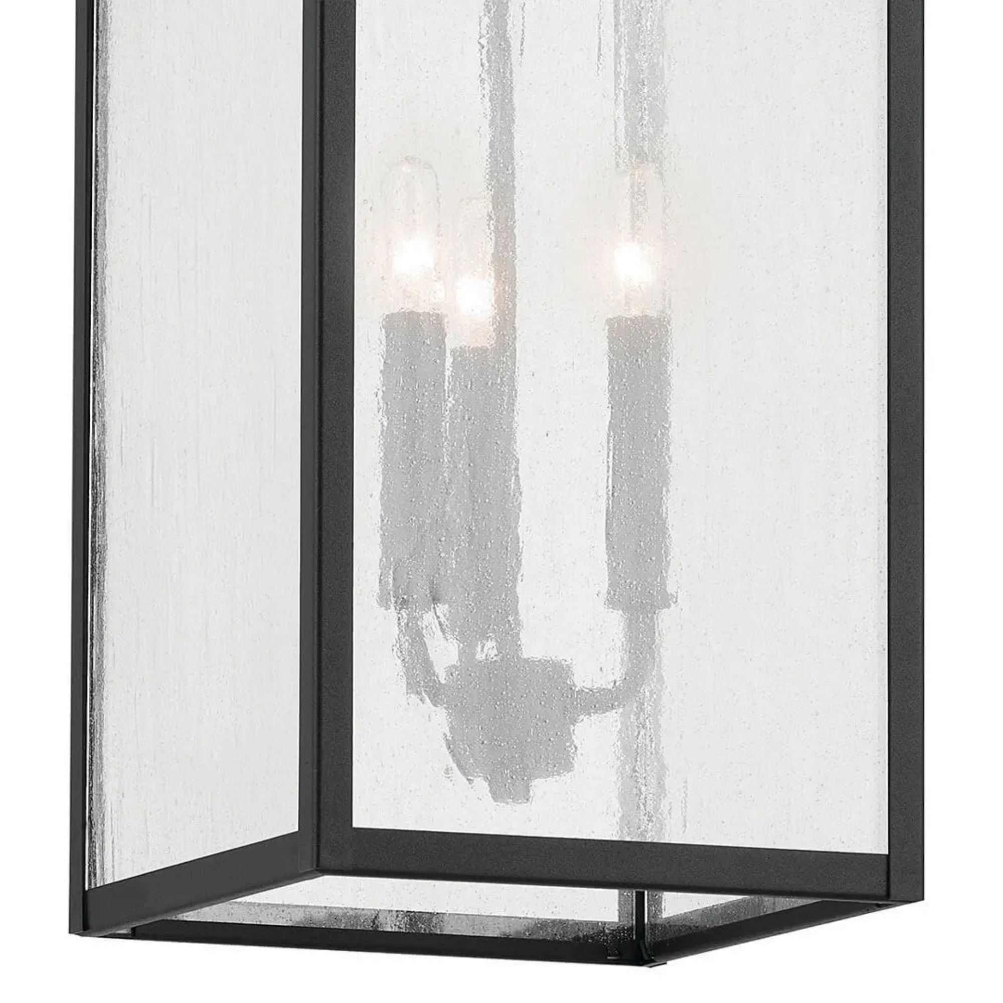 Kichler Lahden 26 in. 3-Light Outdoor Wall Sconce, Textured Black with Seeded Glass
