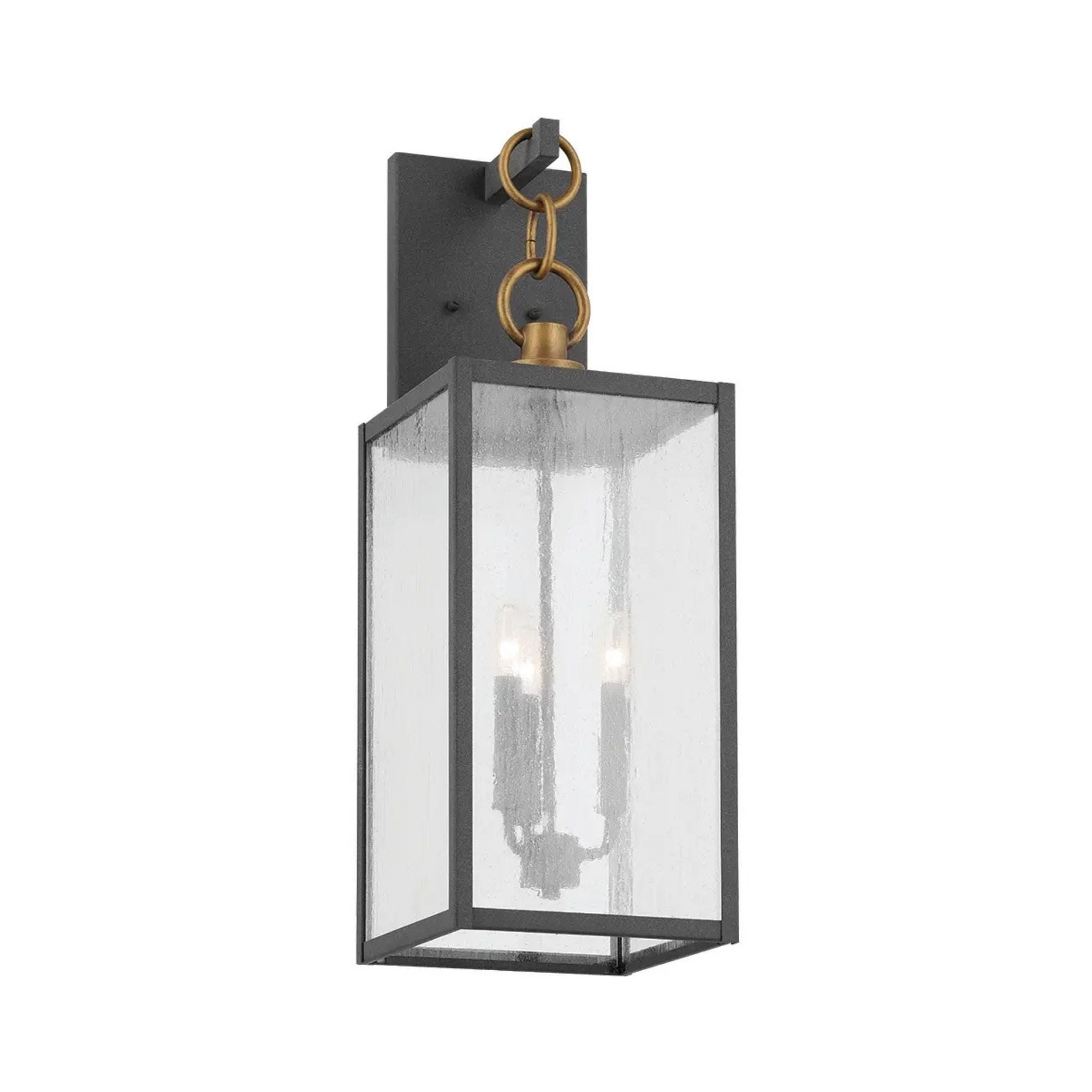 Kichler Lahden 26 in. 3-Light Outdoor Sconce, Weathered Zinc with Seeded Glass