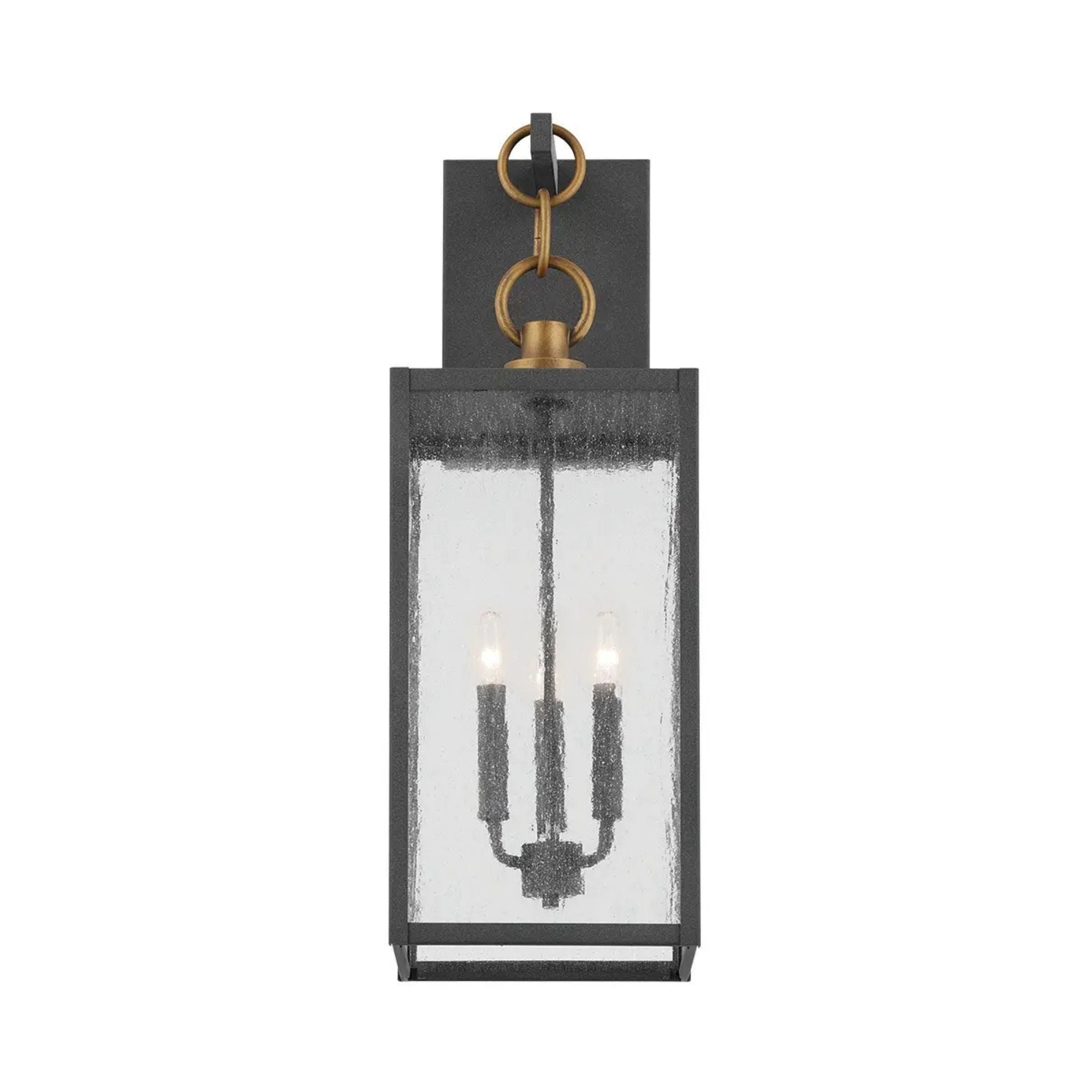 Kichler Lahden 26 in. 3-Light Outdoor Sconce, Weathered Zinc with Seeded Glass