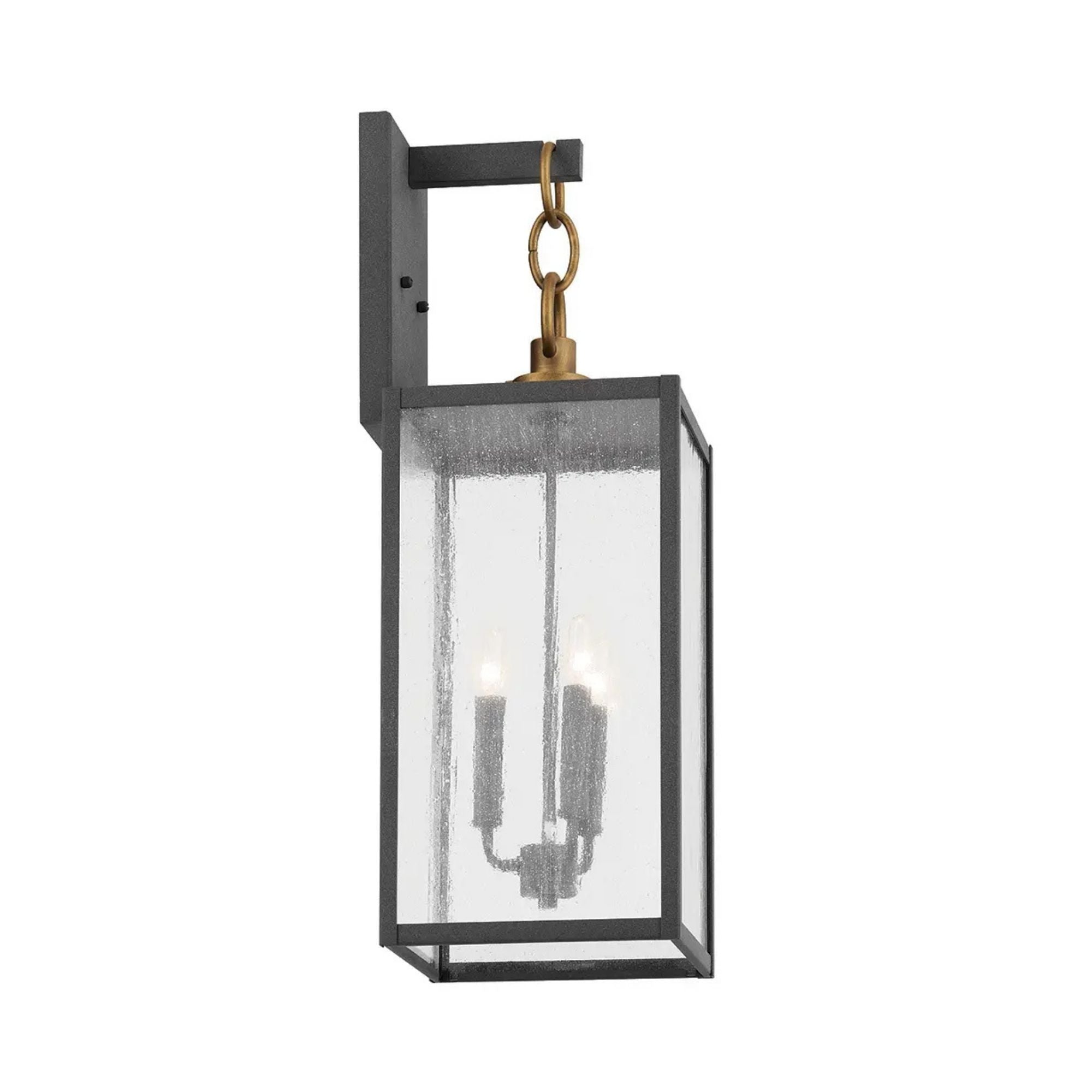 Kichler Lahden 26 in. 3-Light Outdoor Sconce, Weathered Zinc with Seeded Glass