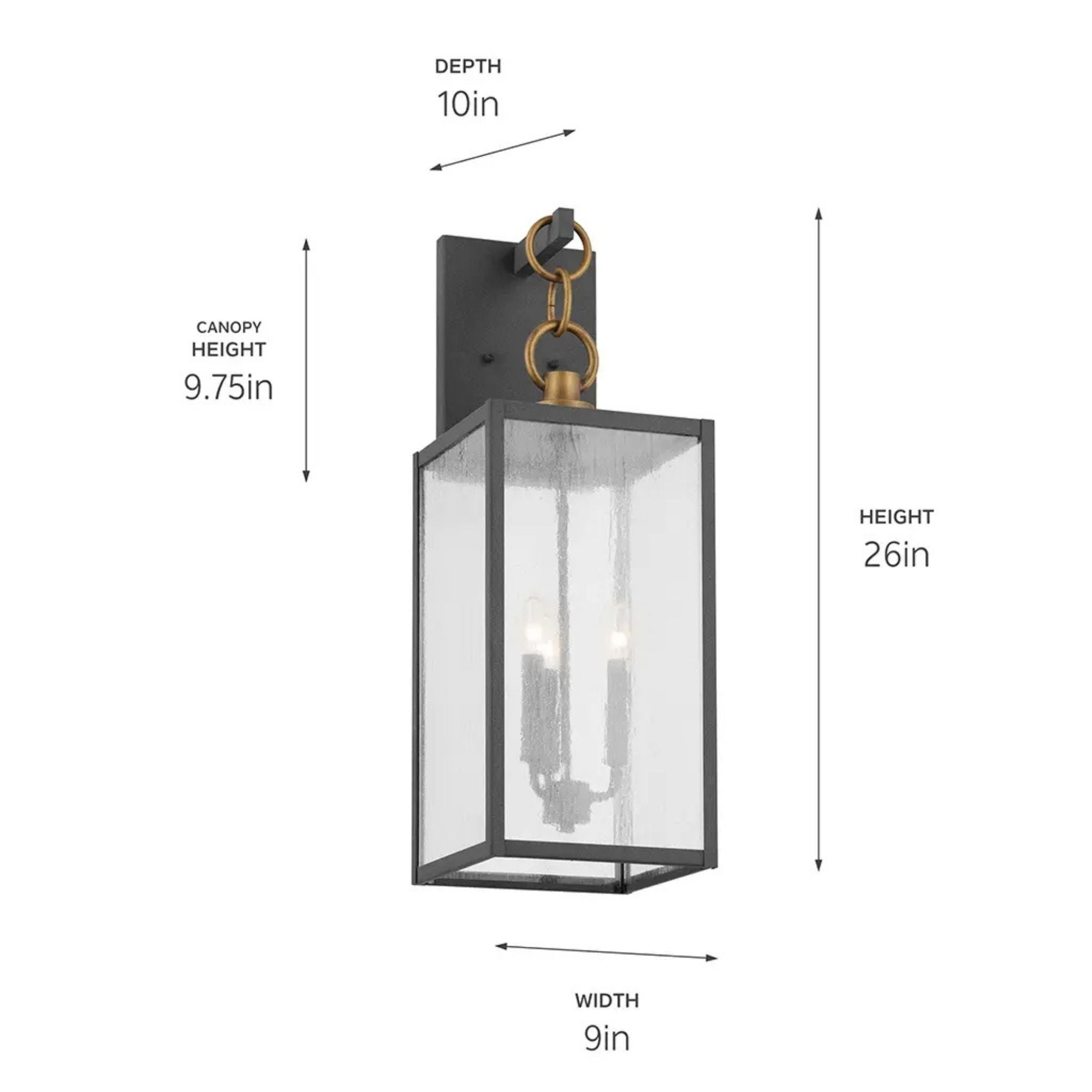 Kichler Lahden 26 in. 3-Light Outdoor Sconce, Weathered Zinc with Seeded Glass