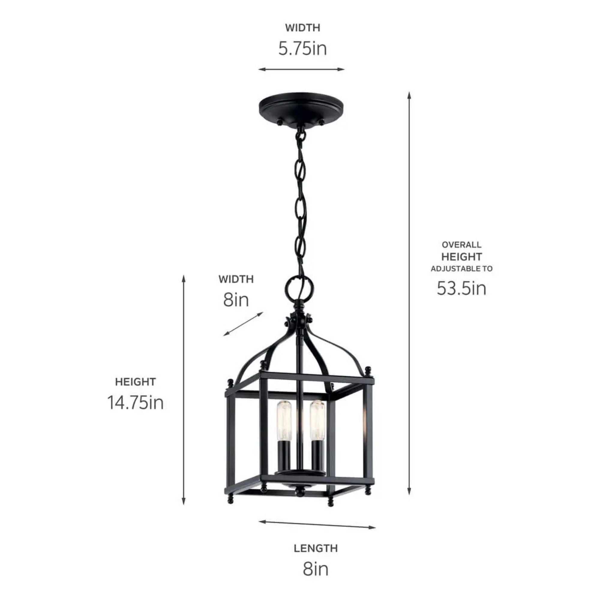 Kichler Larkin 14.75 in. 2-Light Mini Pendant, Black