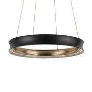 Kichler Larousse 29.5 in. Integrated LED Chandelier, Black & Champagne Bronze with White Diffuser