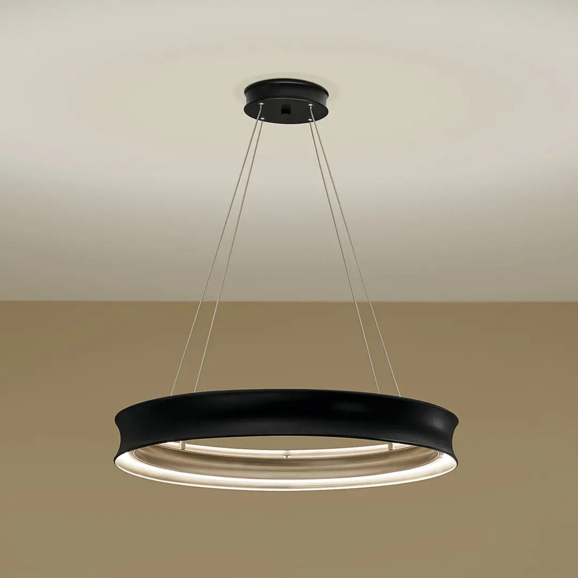 Kichler Larousse 29.5 in. Integrated LED Chandelier, Black & Champagne Bronze with White Diffuser