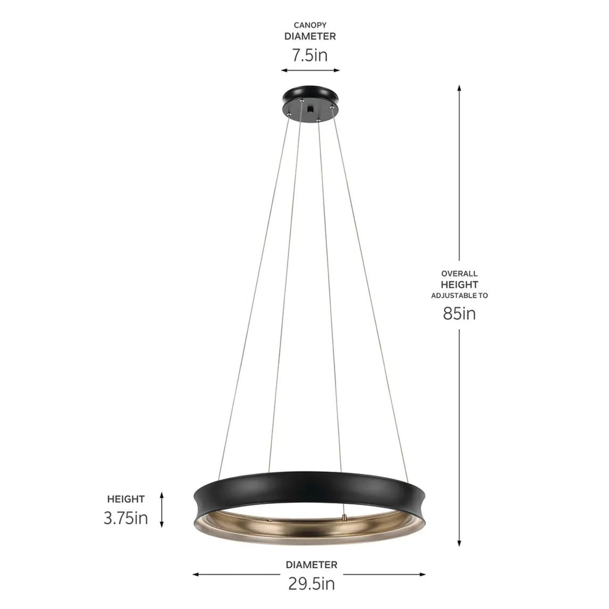 Kichler Larousse 29.5 in. Integrated LED Chandelier, Black & Champagne Bronze with White Diffuser