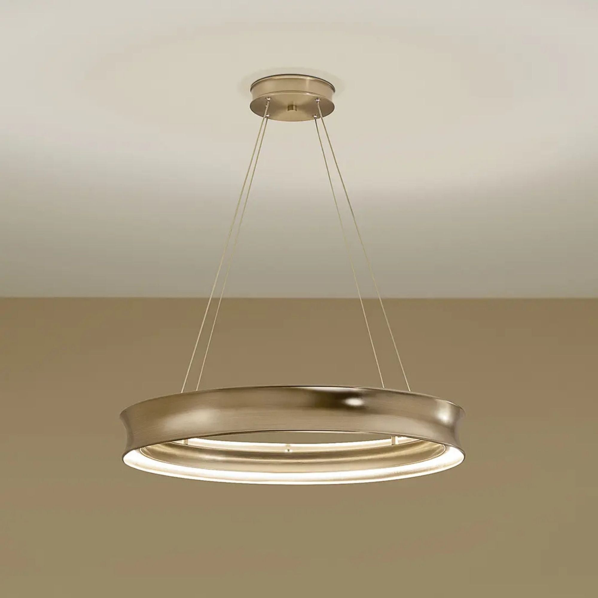 Kichler Larousse 29.5 in. Integrated LED Chandelier, Champagne Bronze with White Diffuser