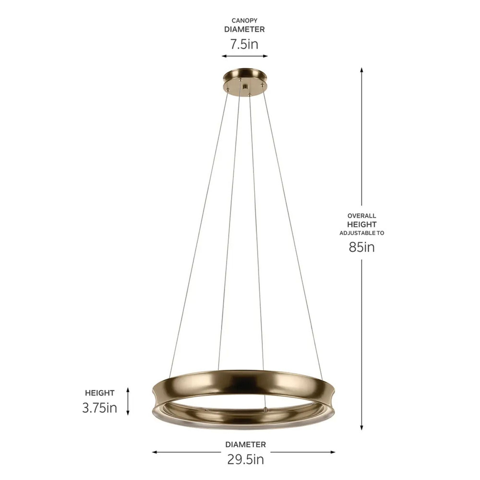 Kichler Larousse 29.5 in. Integrated LED Chandelier, Champagne Bronze with White Diffuser
