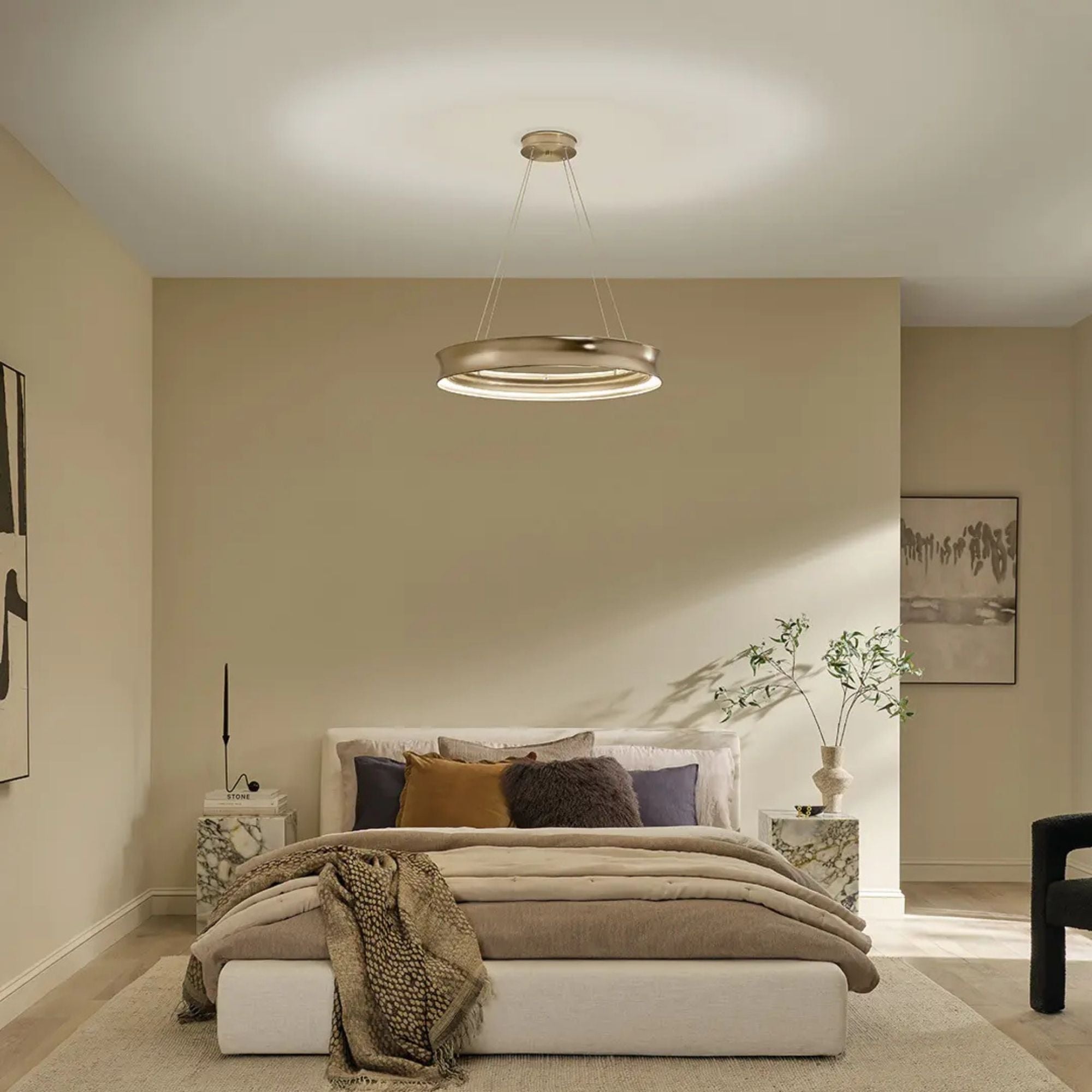 Kichler Larousse 29.5 in. Integrated LED Chandelier, Champagne Bronze with White Diffuser