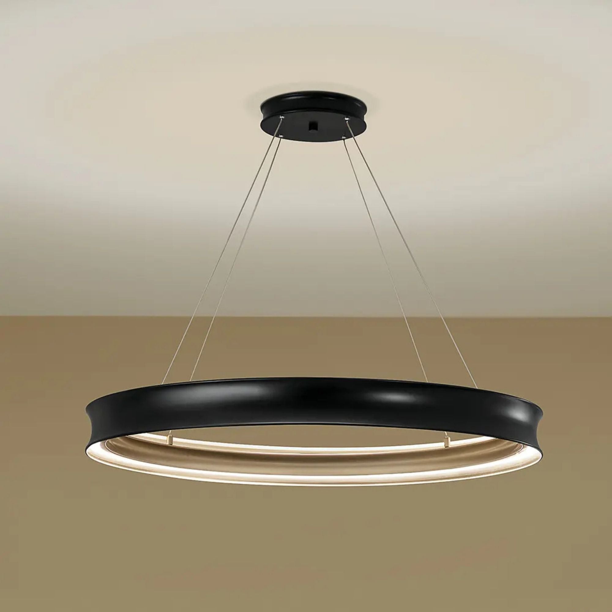 Kichler Larousse 39.5 in. 1-Light Chandelier, Black & Champagne Bronze with White Diffuser