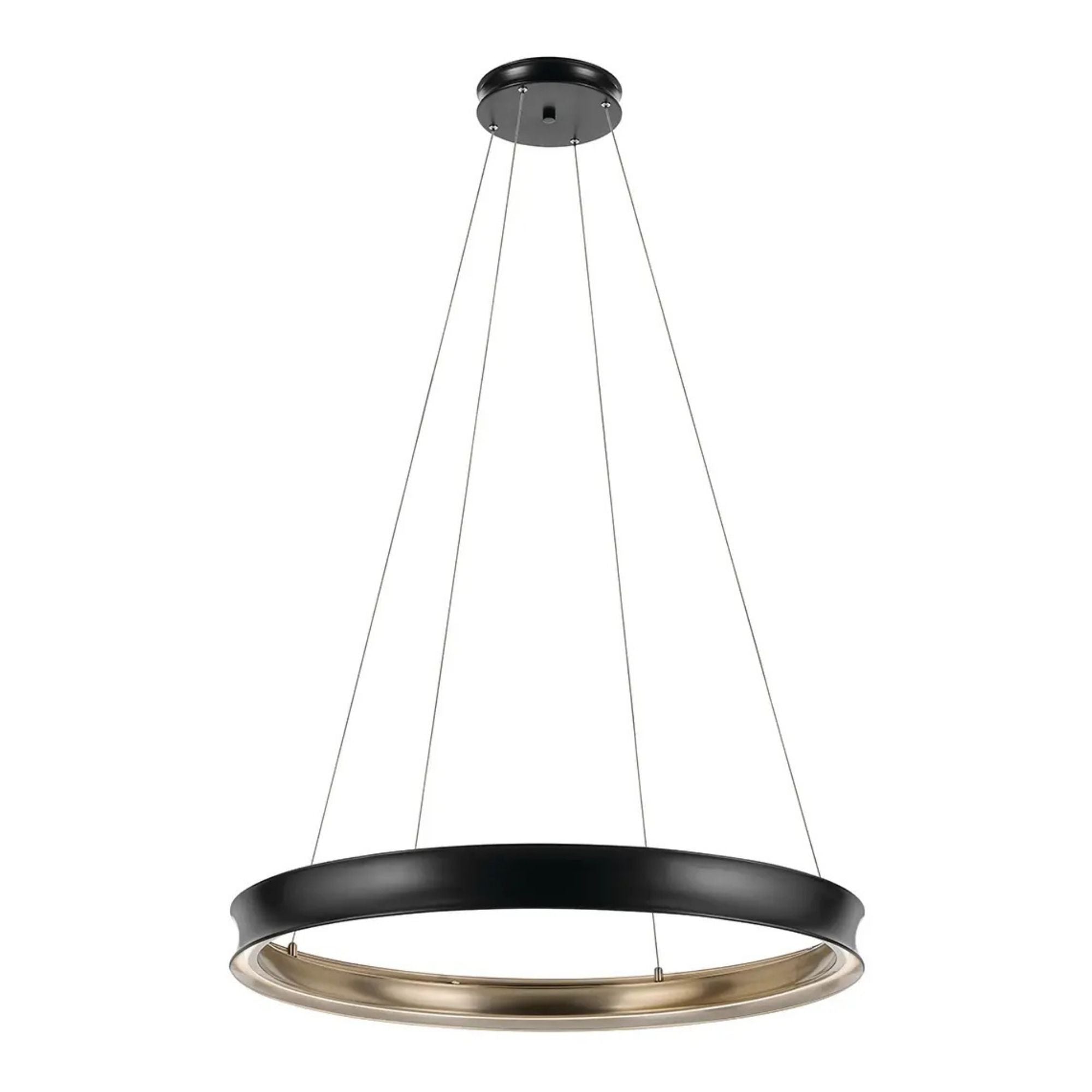 Kichler Larousse 39.5 in. 1-Light Chandelier, Black & Champagne Bronze with White Diffuser