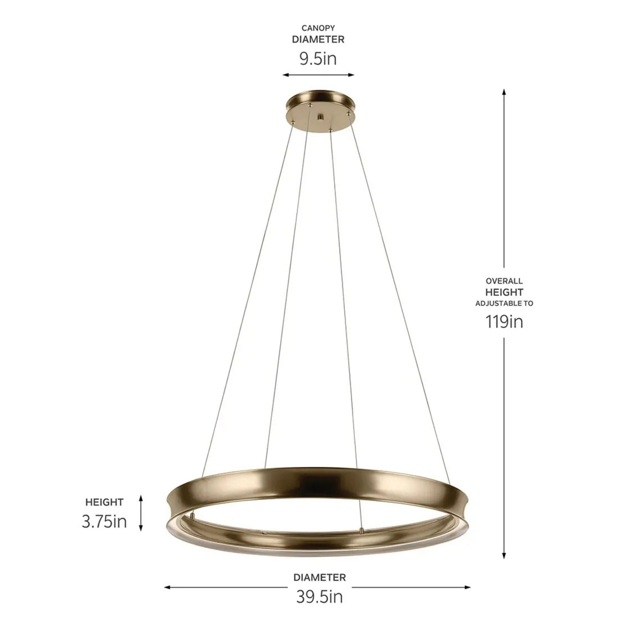 Kichler Larousse 39.5 in. Integrated LED Chandelier, Champagne Bronze with White Diffuser