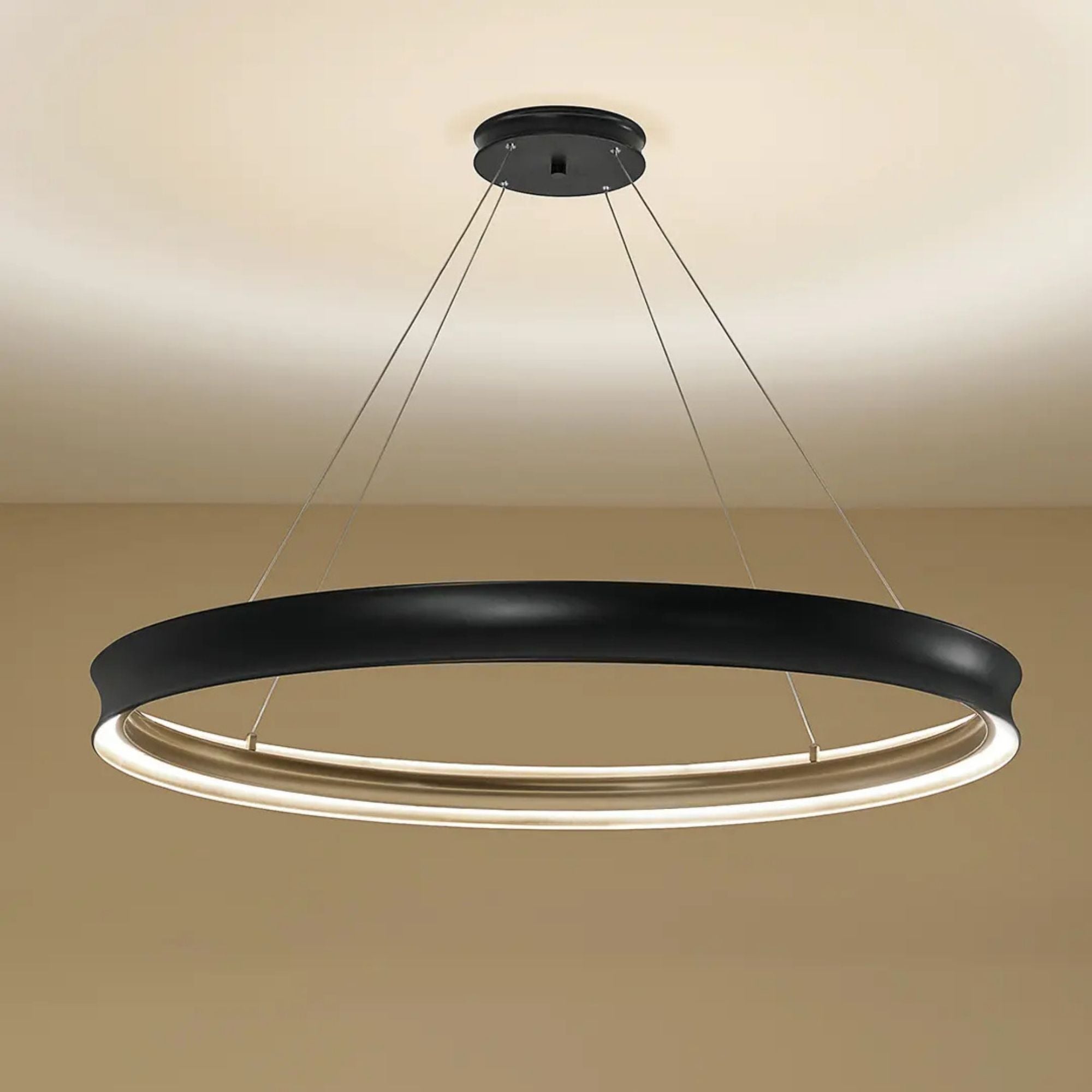 Kichler Larousse 49.5 in. Integrated LED Chandelier, Black & Champagne Bronze with White Diffuser